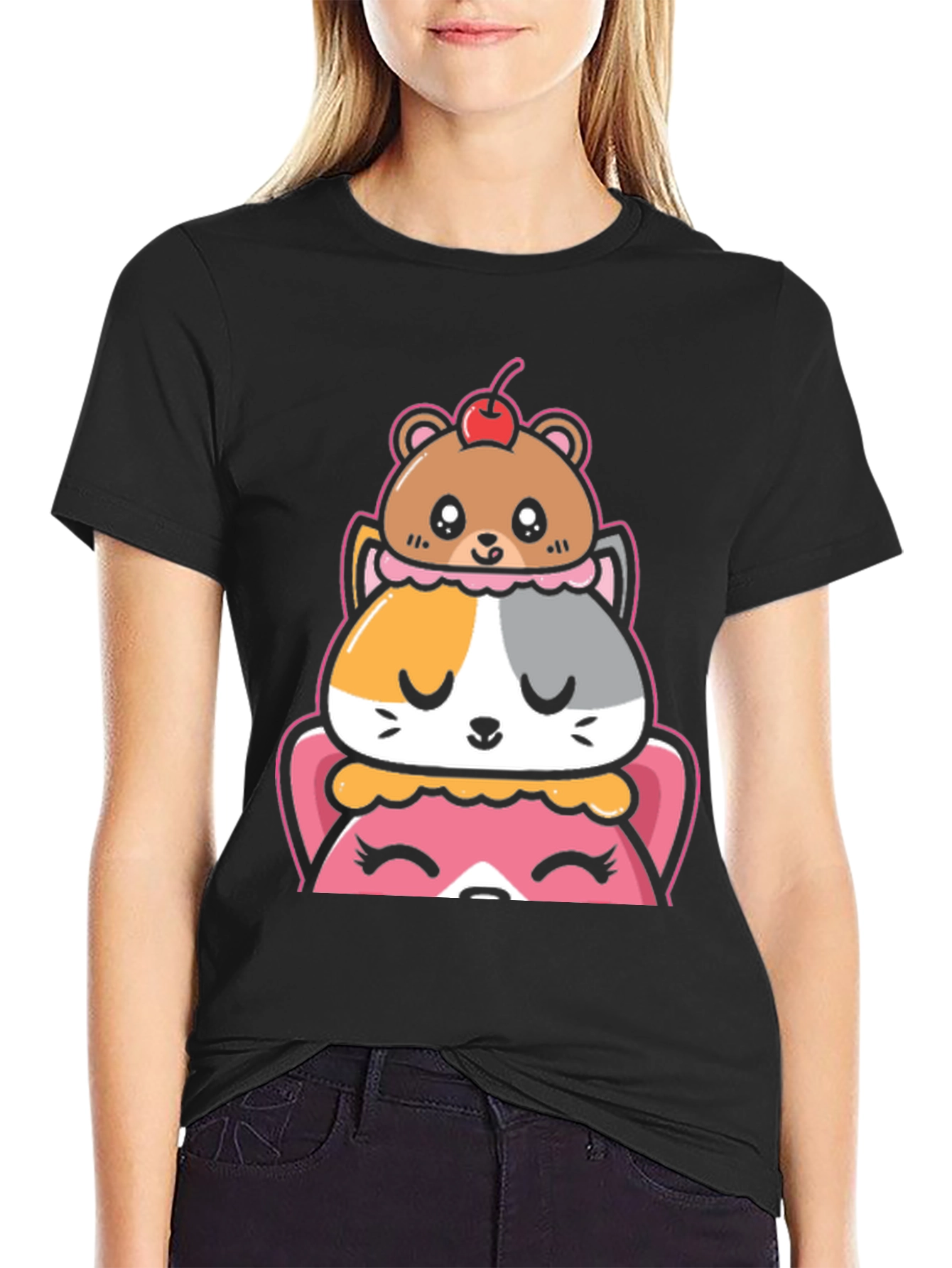 Cute Animal Dessert Stack Graphic Tee