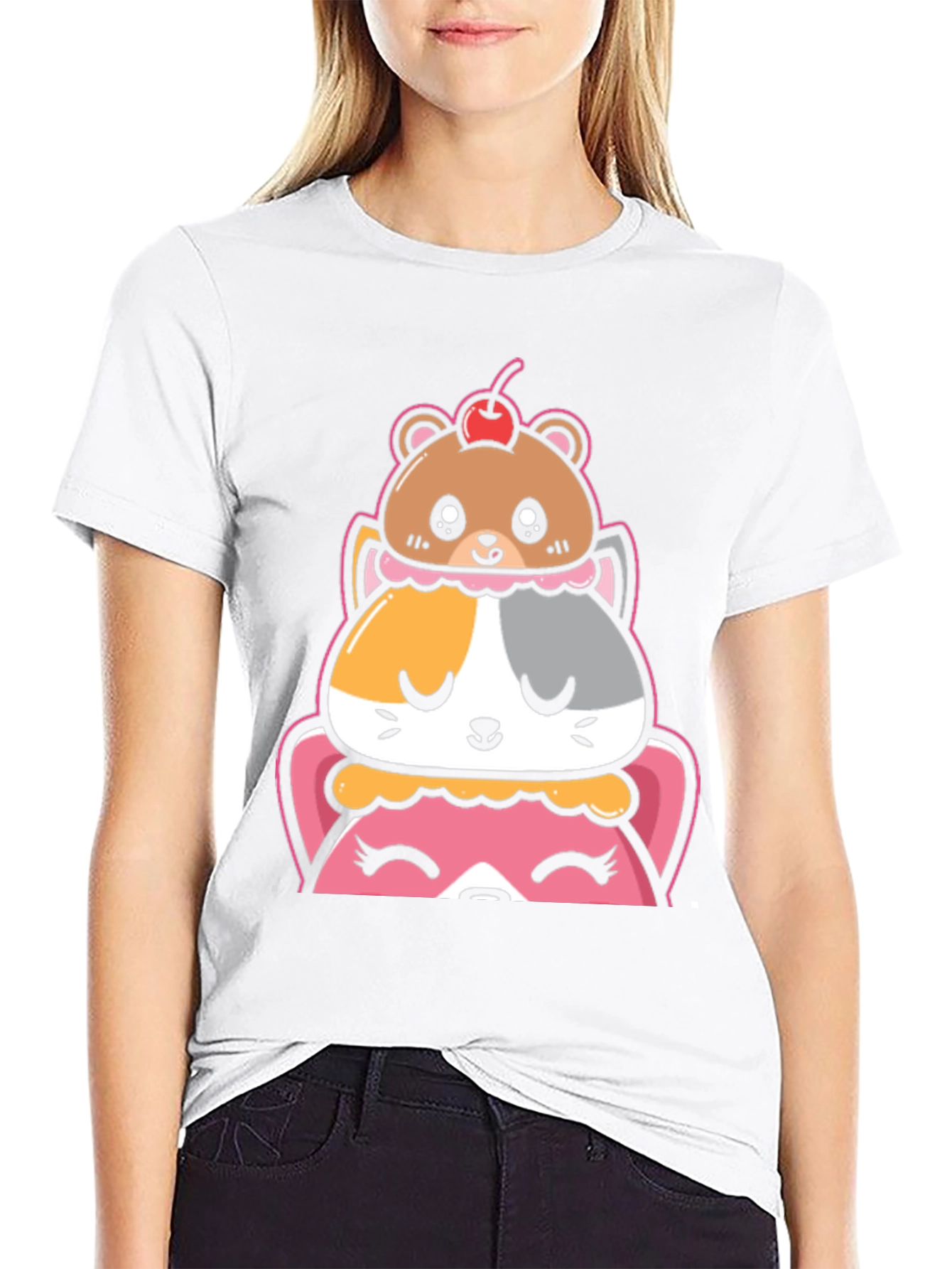 Cute Animal Dessert Stack Graphic Tee