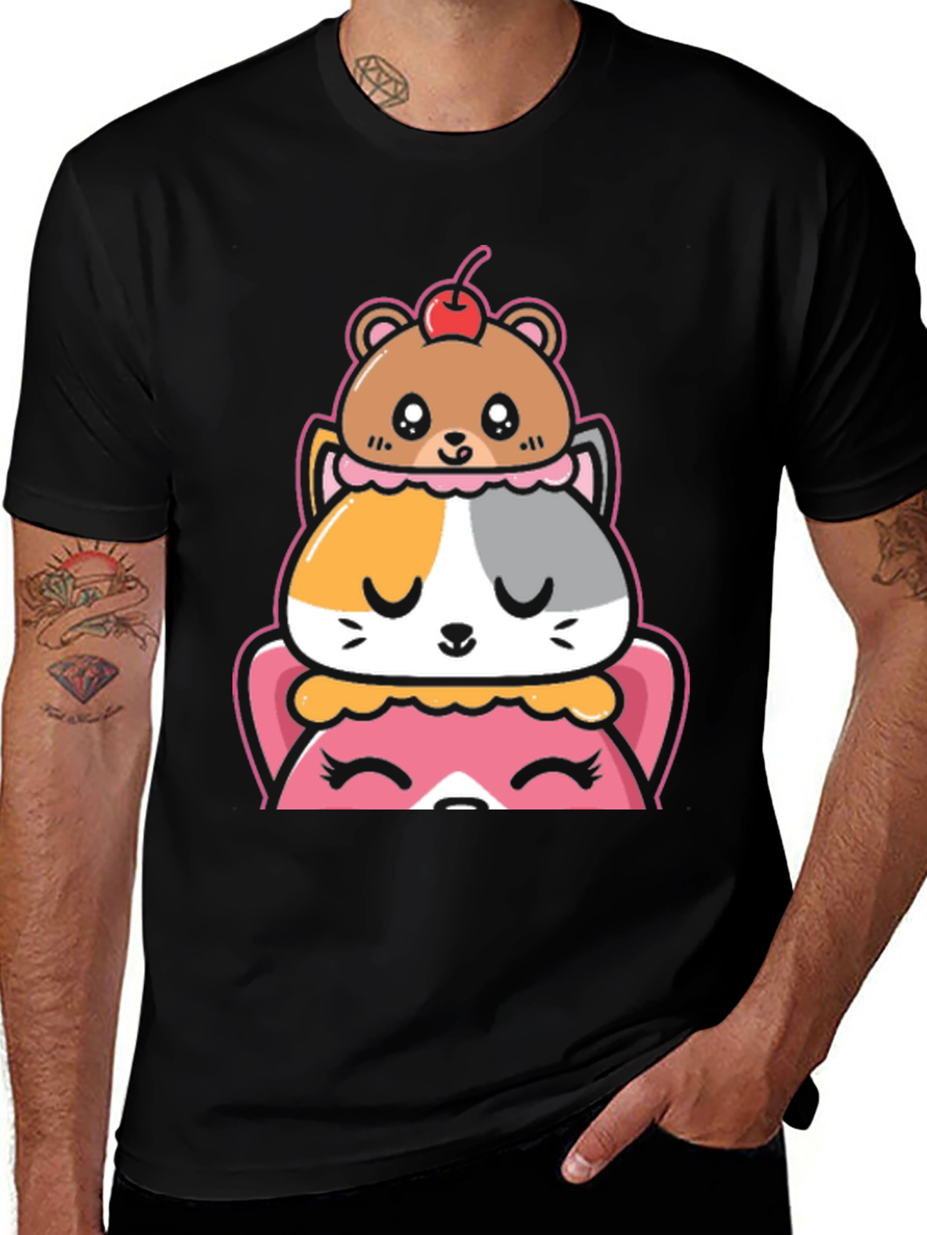 Cute Animal Dessert Stack Graphic Tee