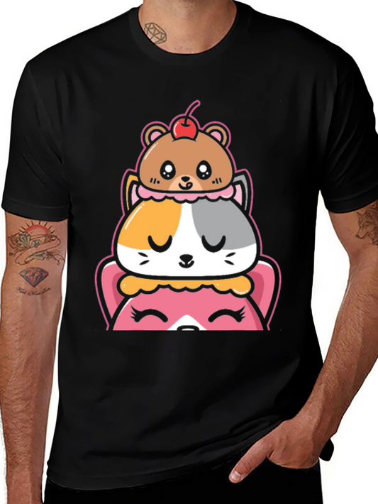Cute Animal Dessert Stack Graphic Tee