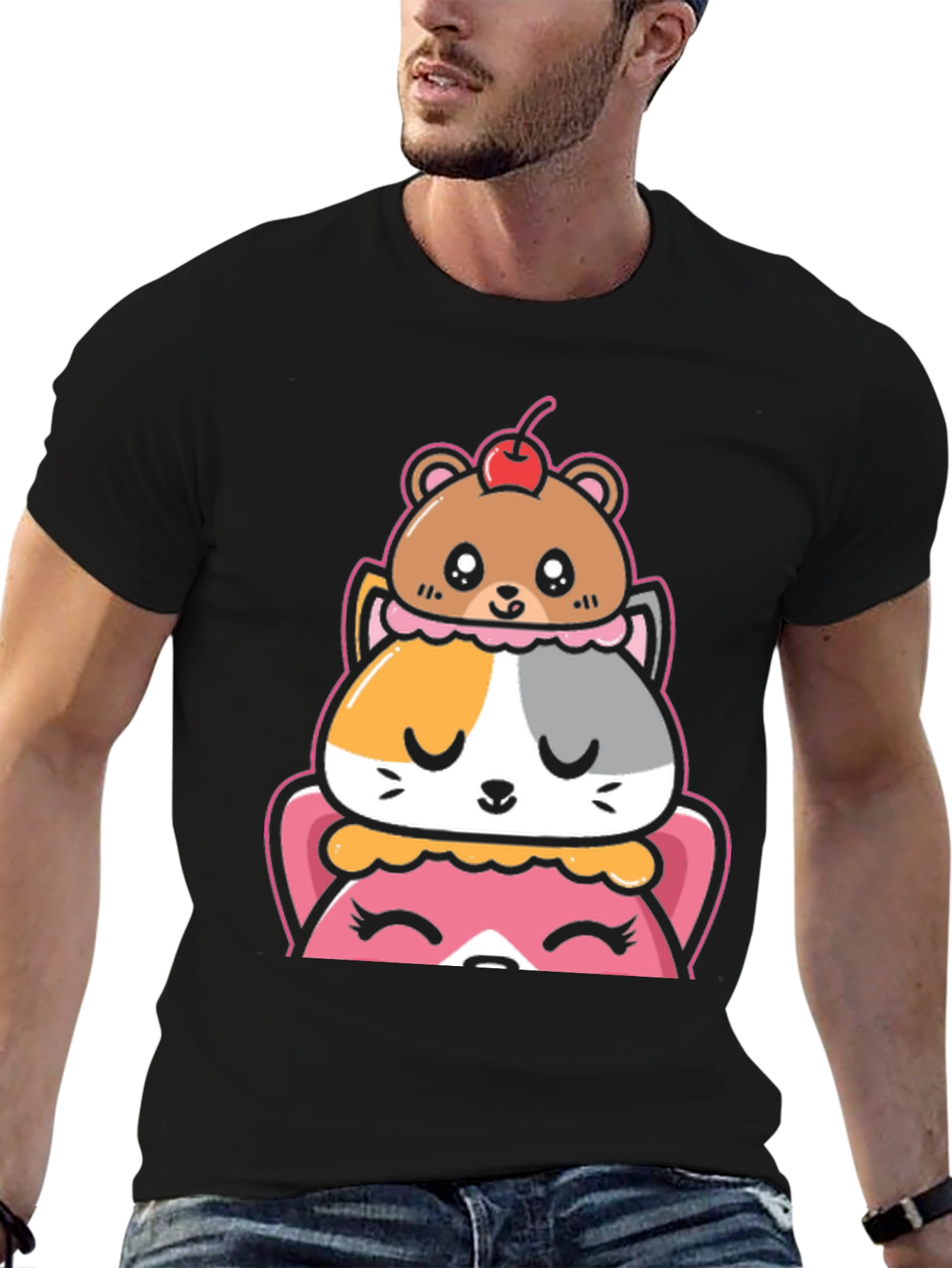 Cute Animal Dessert Stack Graphic Tee