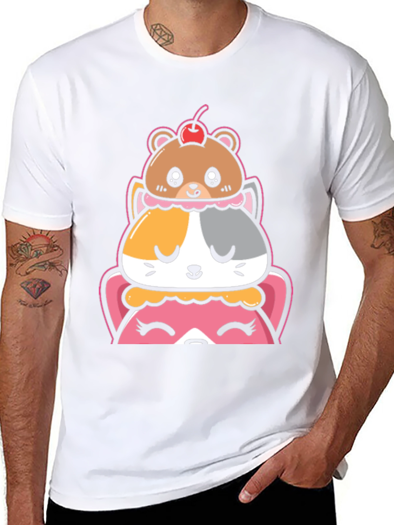 Cute Animal Dessert Stack Graphic Tee
