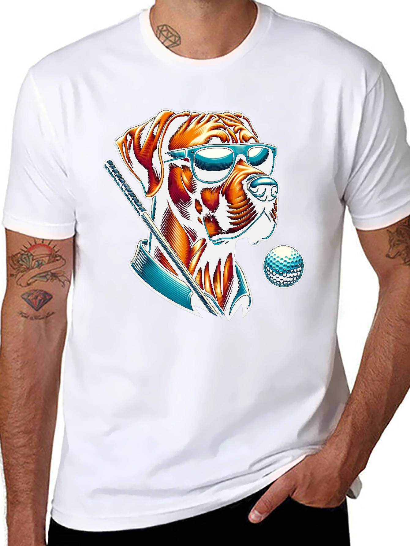 Cool Dog Golfer T-Shirt - Trendy Graphic Tee