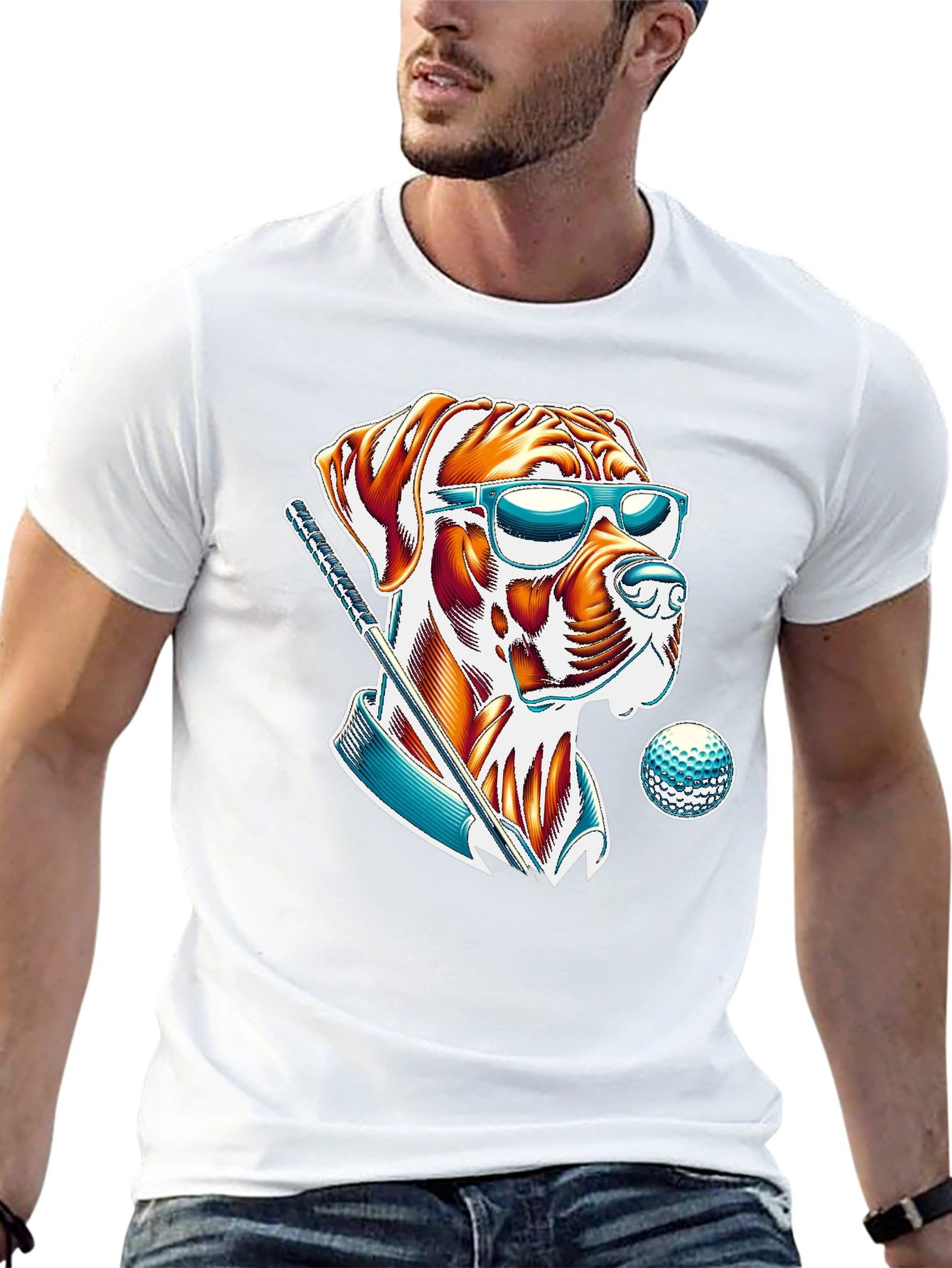 Cool Dog Golfer T-Shirt - Trendy Graphic Tee