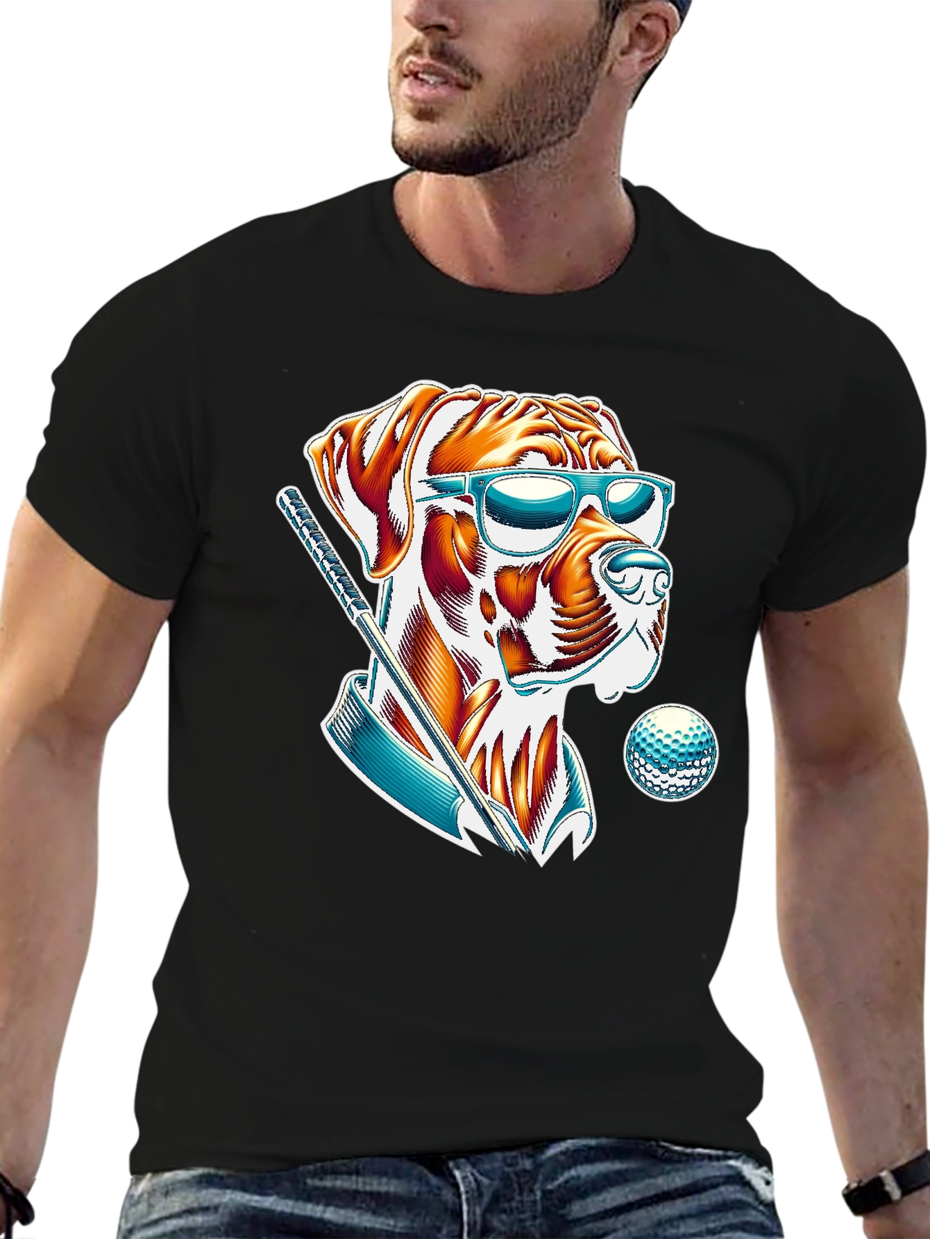 Cool Dog Golfer T-Shirt - Trendy Graphic Tee