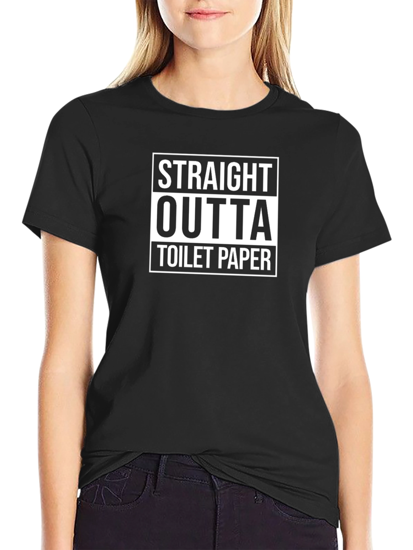 Straight Outta Toilet Paper Black T-Shirt
