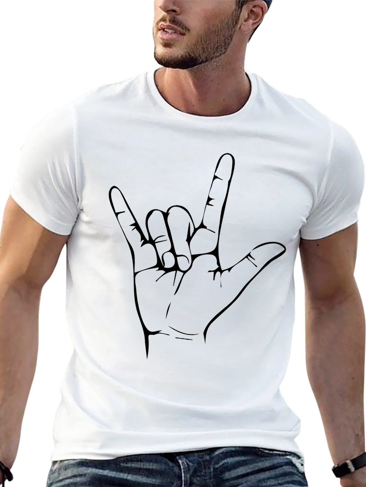 I Love You Hand Sign Graphic Tee - Black