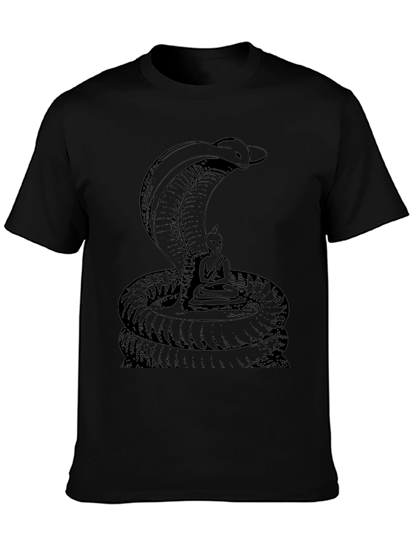 Cobra & Meditating Figure Black Graphic Tee