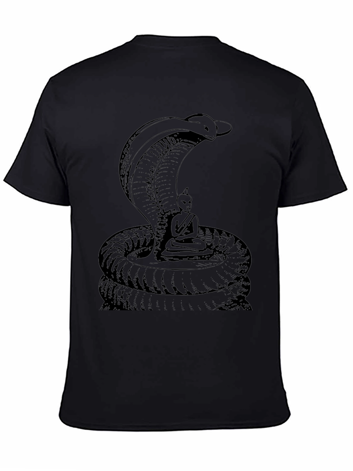 Cobra & Meditating Figure Black Graphic Tee