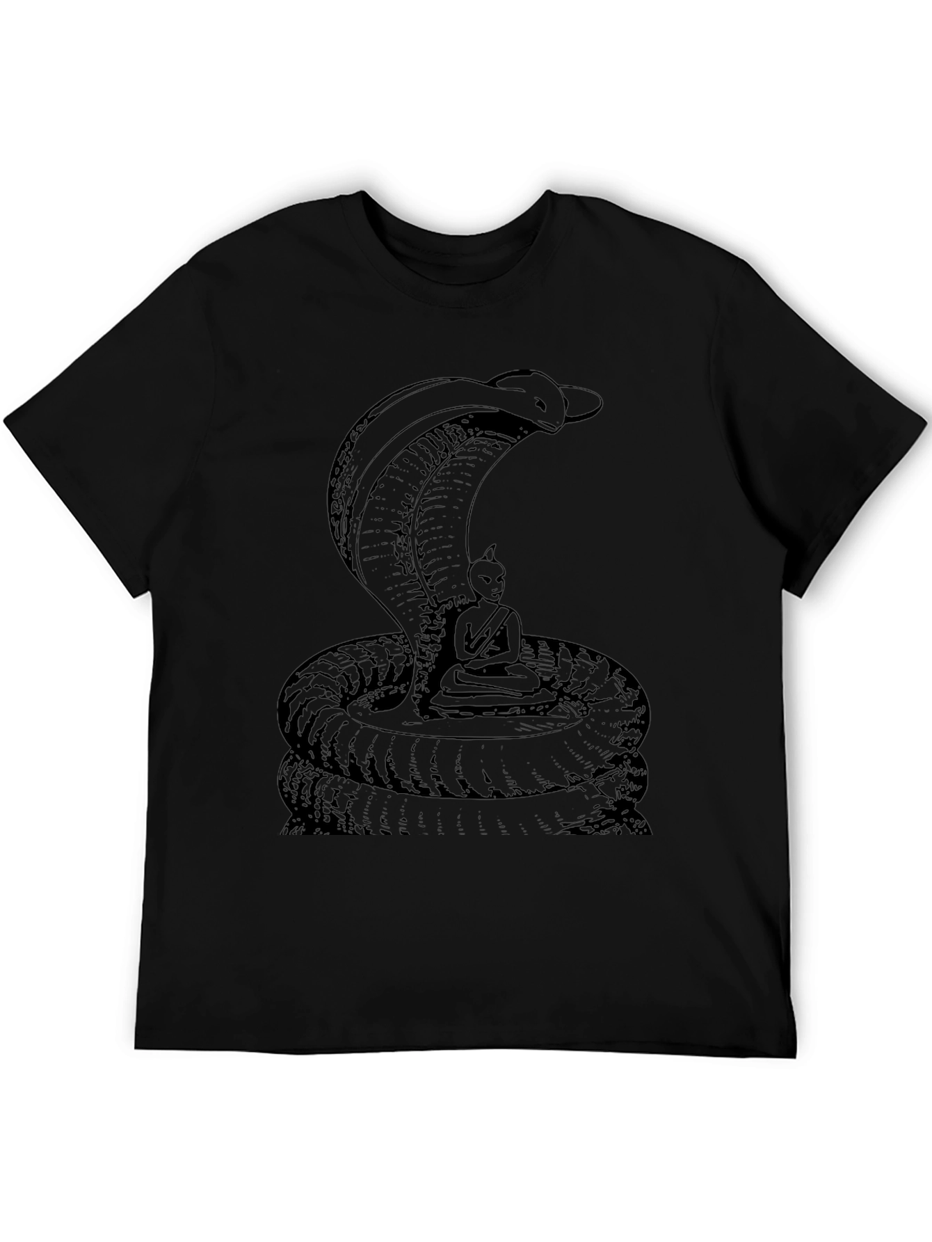Cobra & Meditating Figure Black Graphic Tee