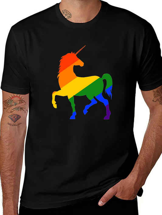 Rainbow Unicorn Graphic Tee - Black
