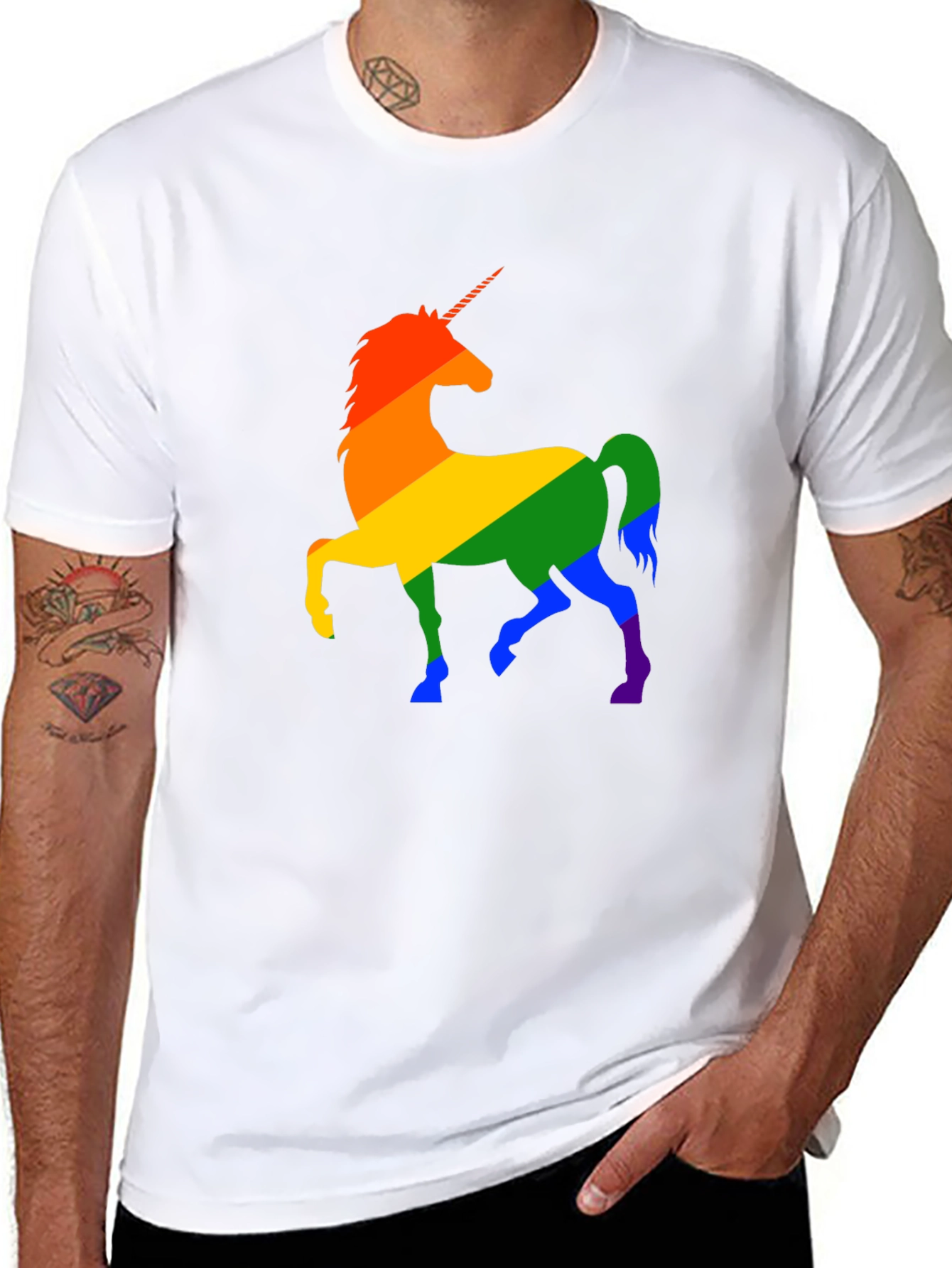 Rainbow Unicorn Graphic Tee - Black