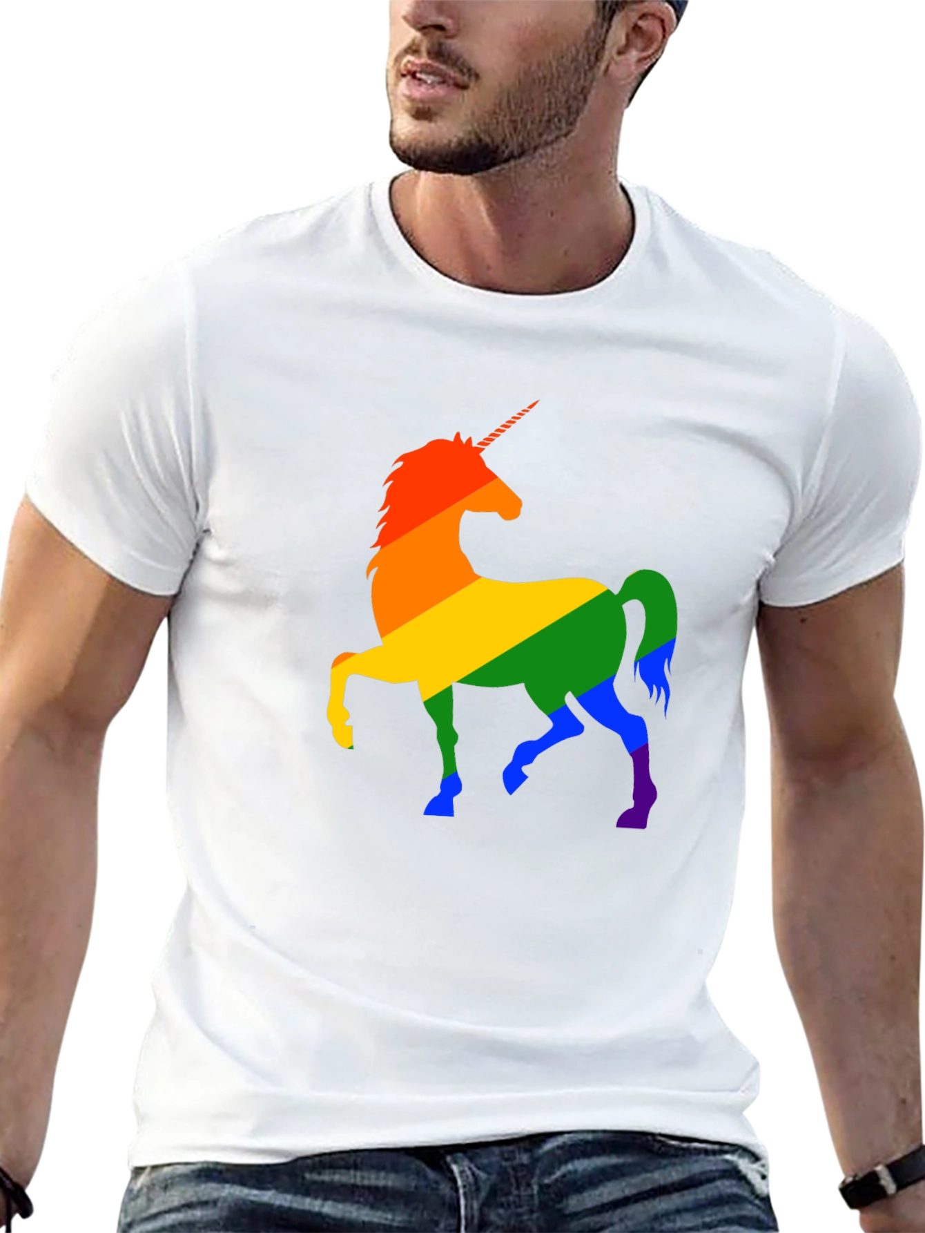 Rainbow Unicorn Graphic Tee - Black