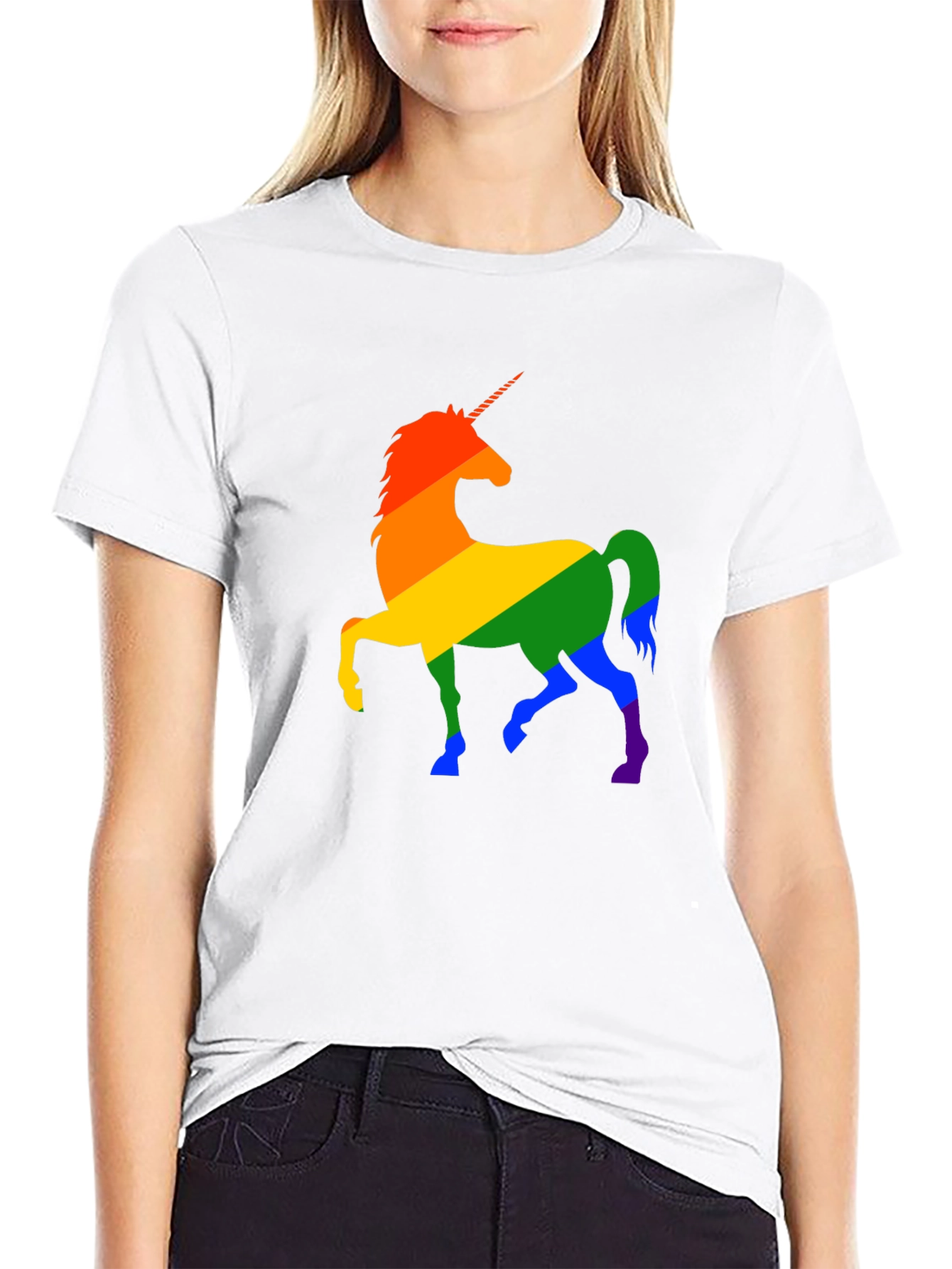 Rainbow Unicorn Graphic Tee - Black