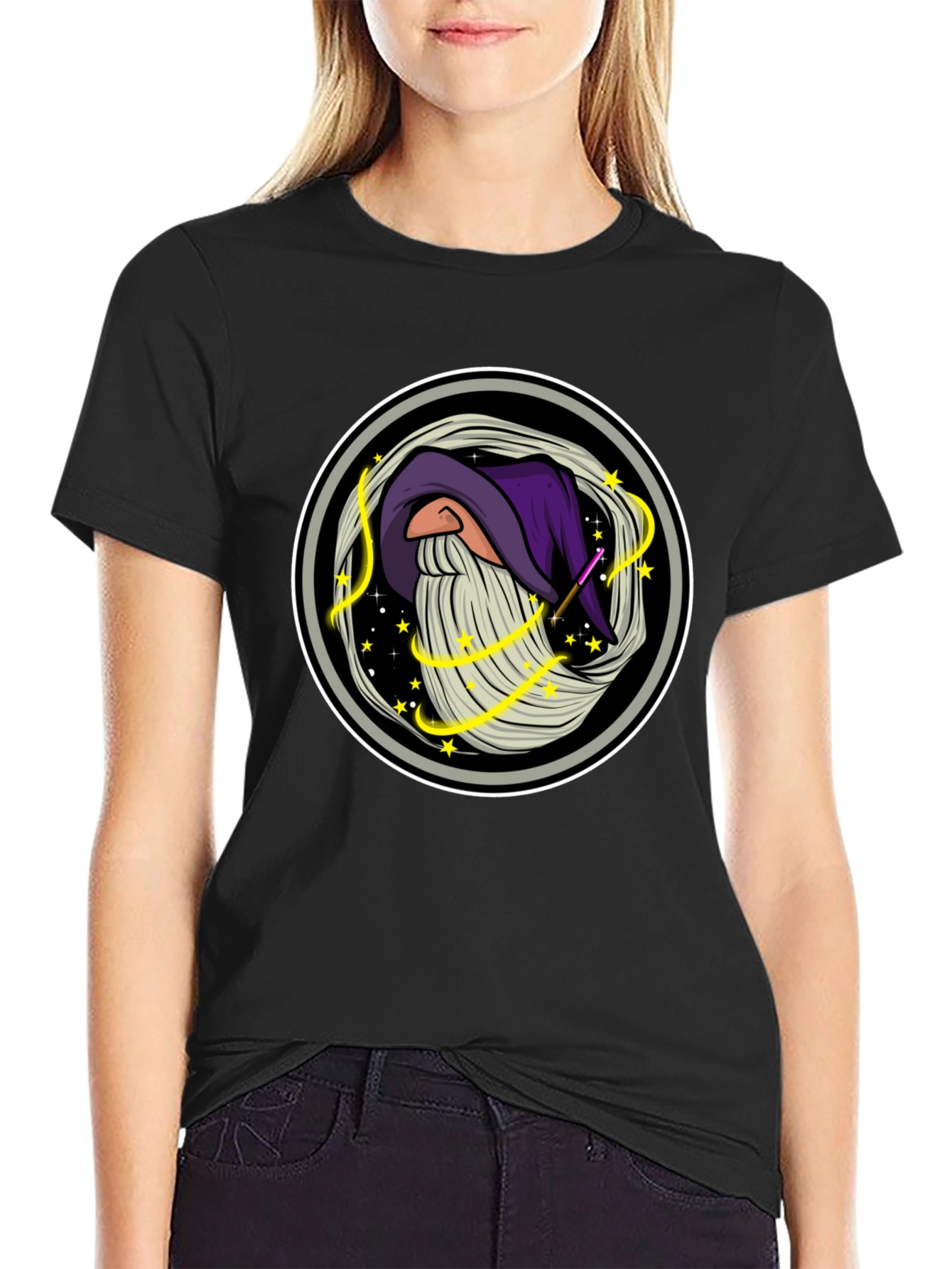 Wizard Graphic T-Shirt - Black Cotton Tee