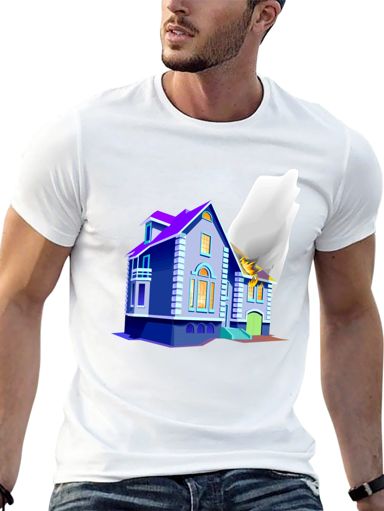 Whimsical House Graphic T-Shirt - Unique Design
