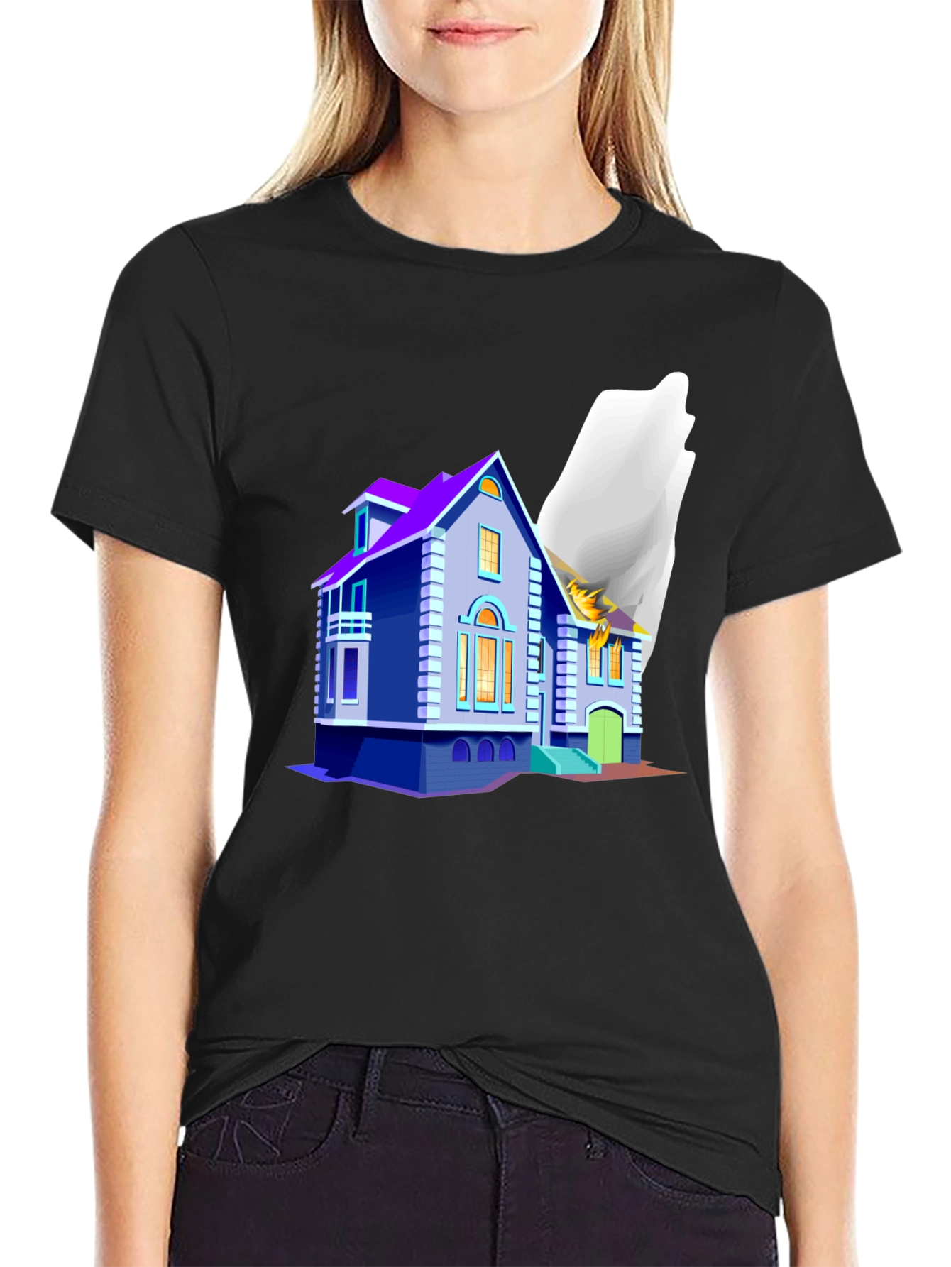 Whimsical House Graphic T-Shirt - Unique Design