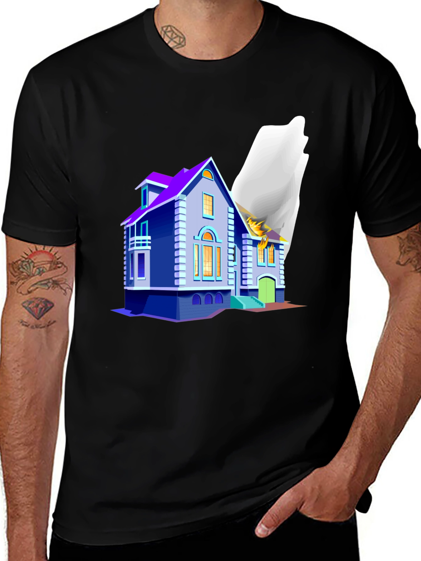 Whimsical House Graphic T-Shirt - Unique Design