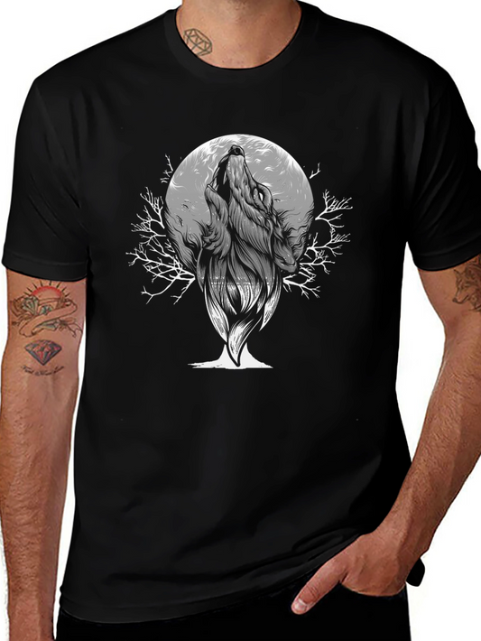 Wolf Moon Graphic Tee - Mens Black T-Shirt