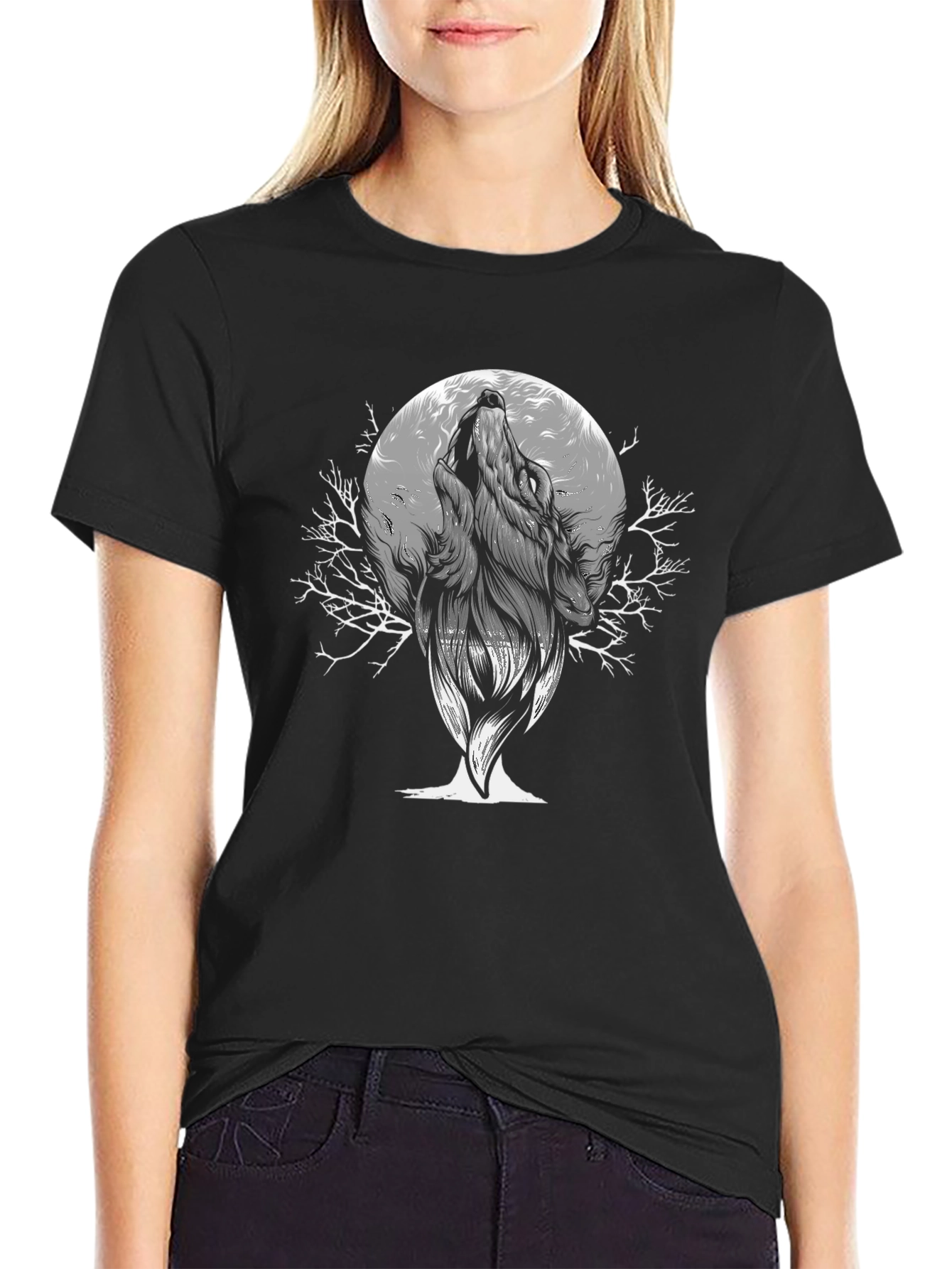 Wolf Moon Graphic Tee - Mens Black T-Shirt