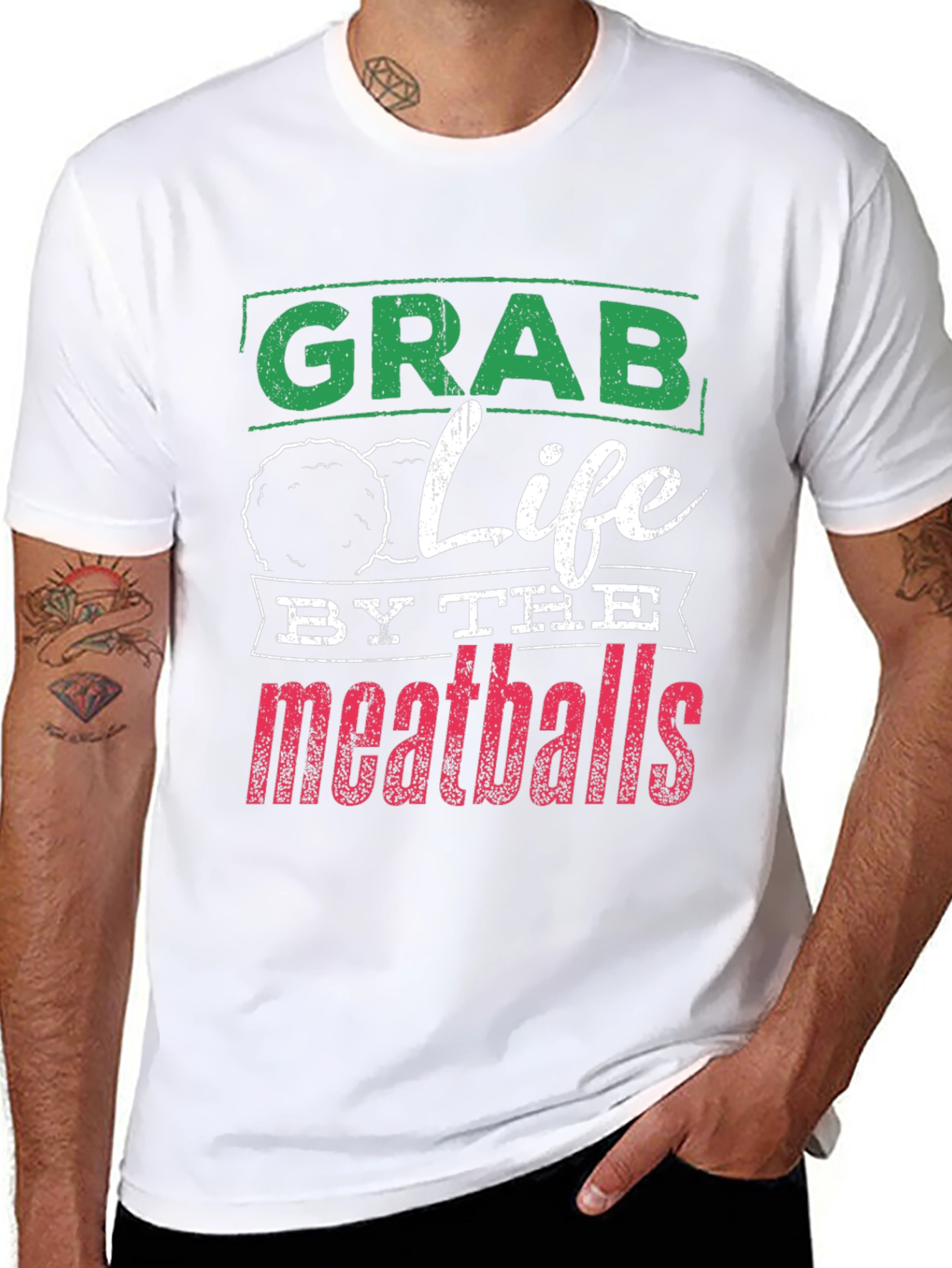 Grab Life By The Meatballs Graphic Tee