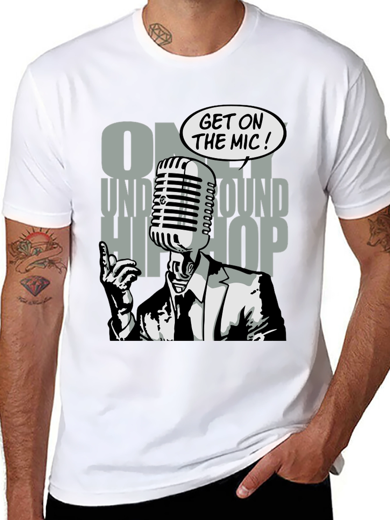 Underground Hip Hop Microphone Graphic T-Shirt