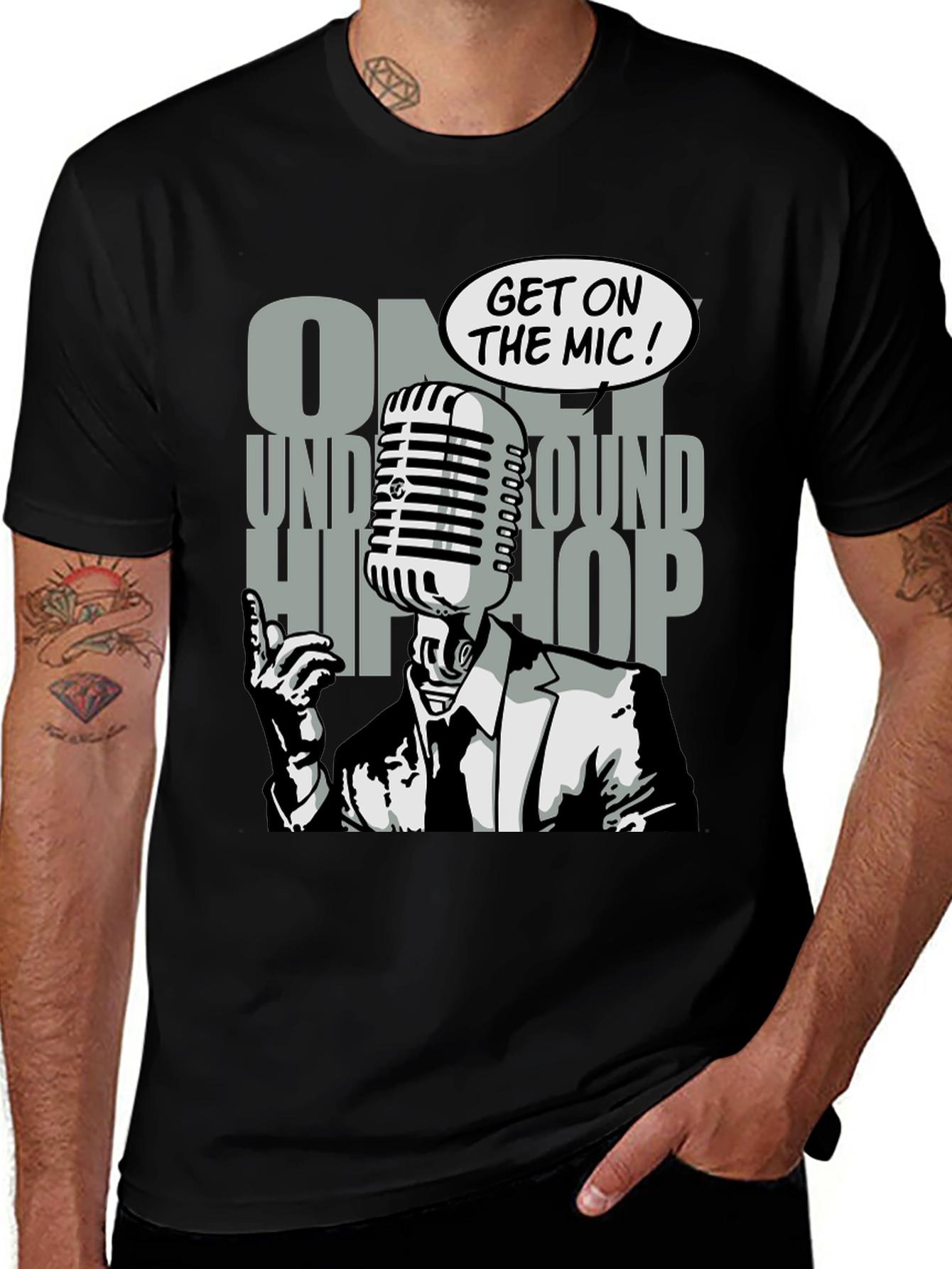 Underground Hip Hop Microphone Graphic T-Shirt