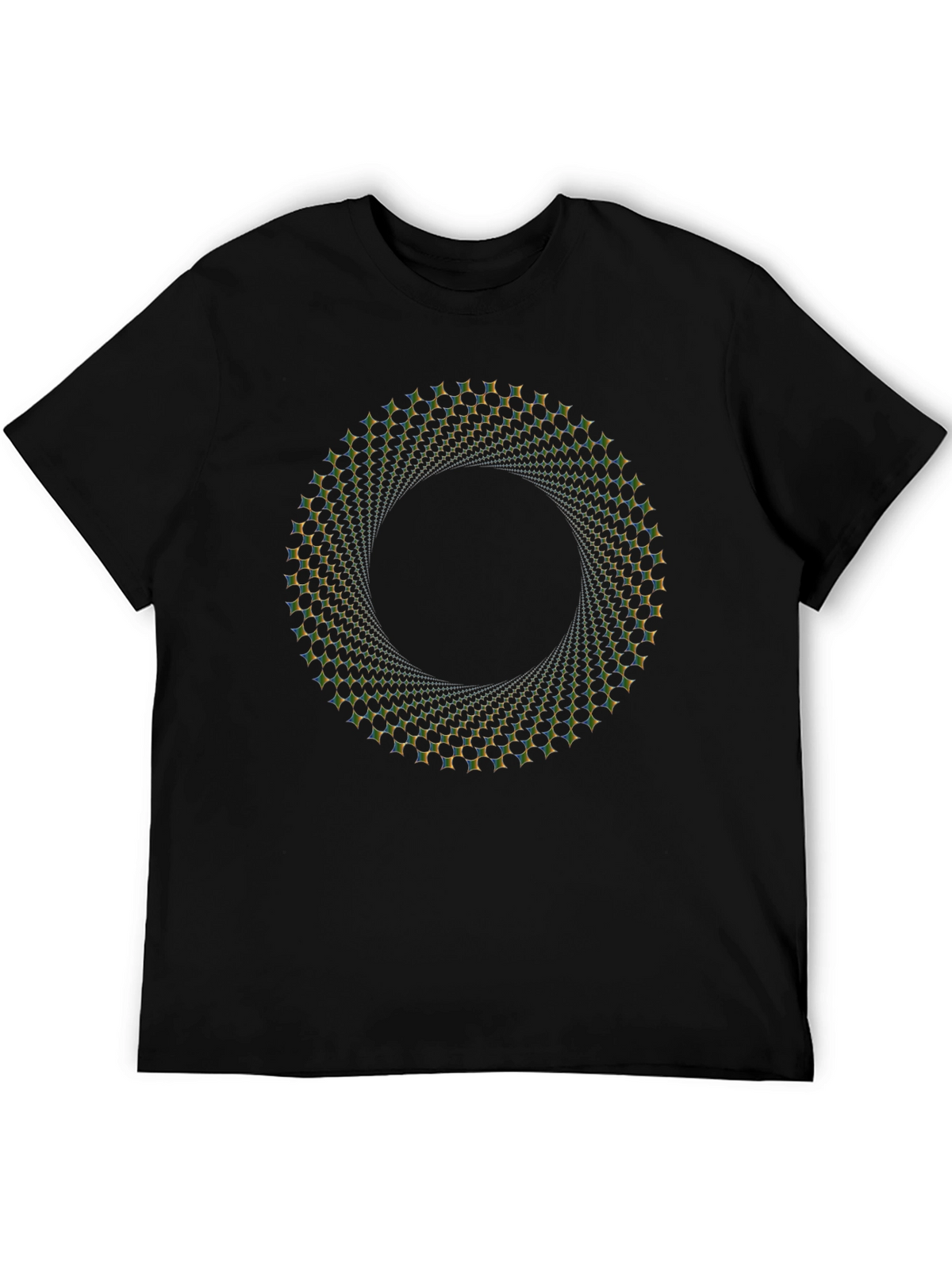 Optical Illusion Vortex Circle Black T-Shirt
