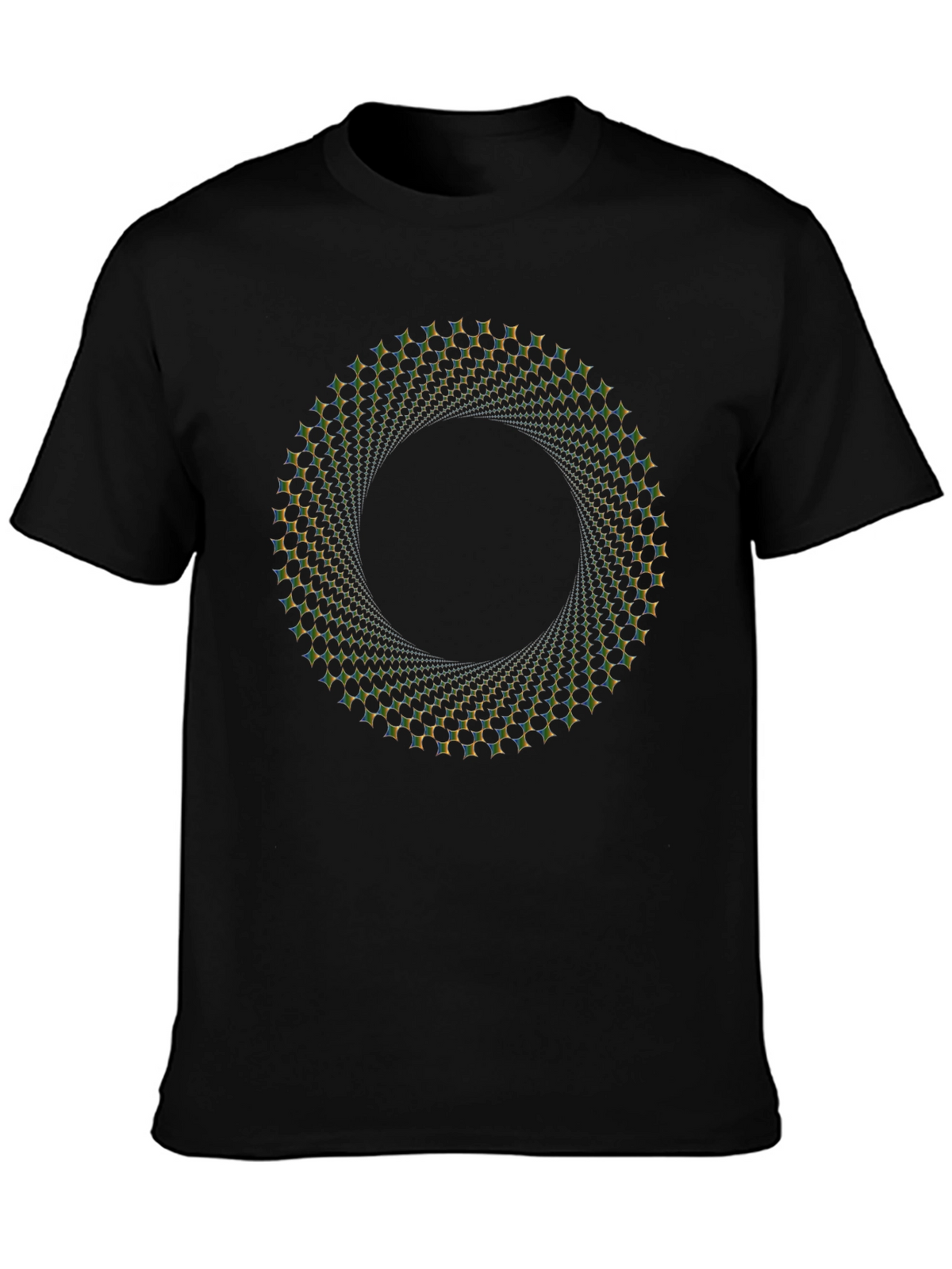 Optical Illusion Vortex Circle Black T-Shirt