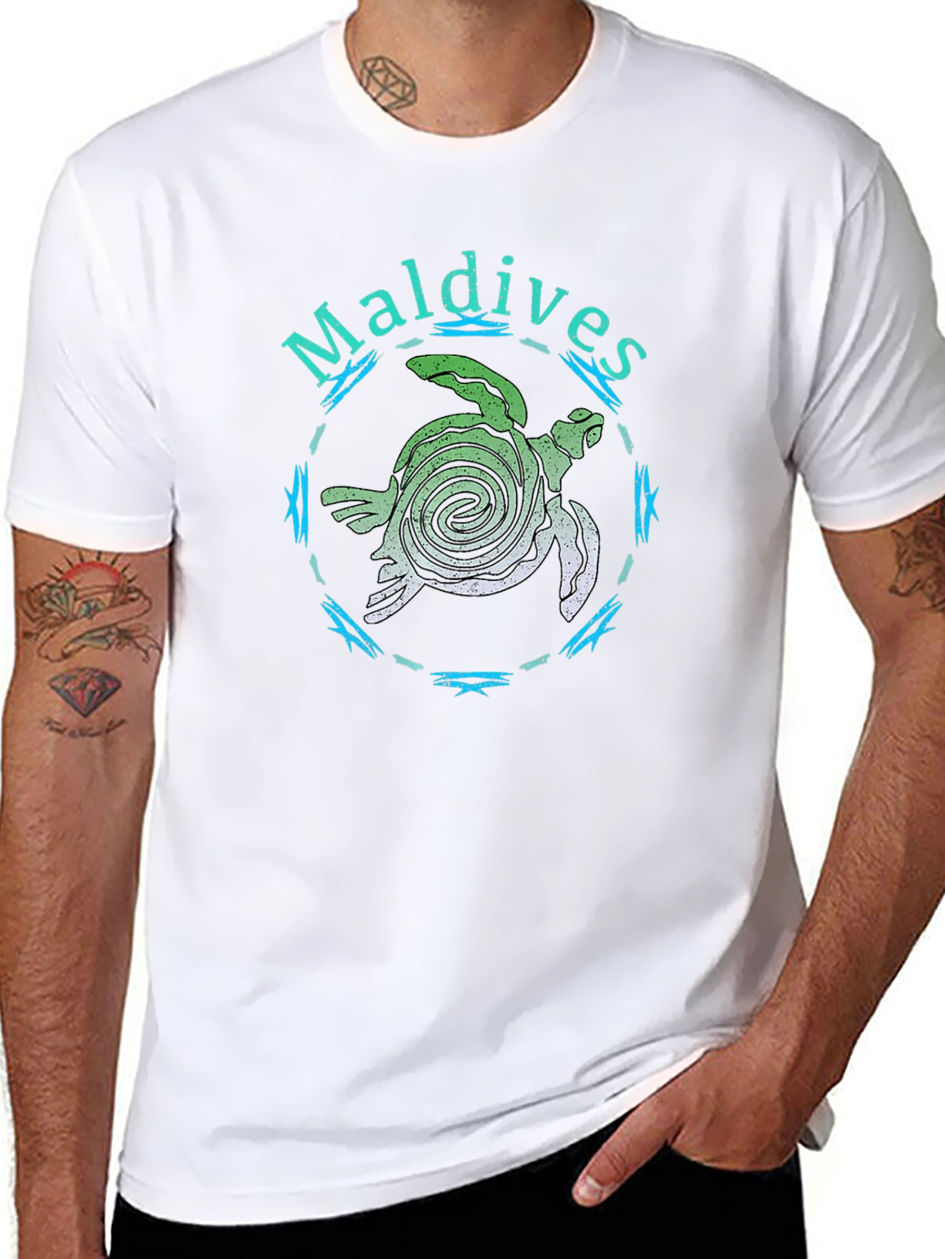 Maldives Sea Turtle Black T-Shirt