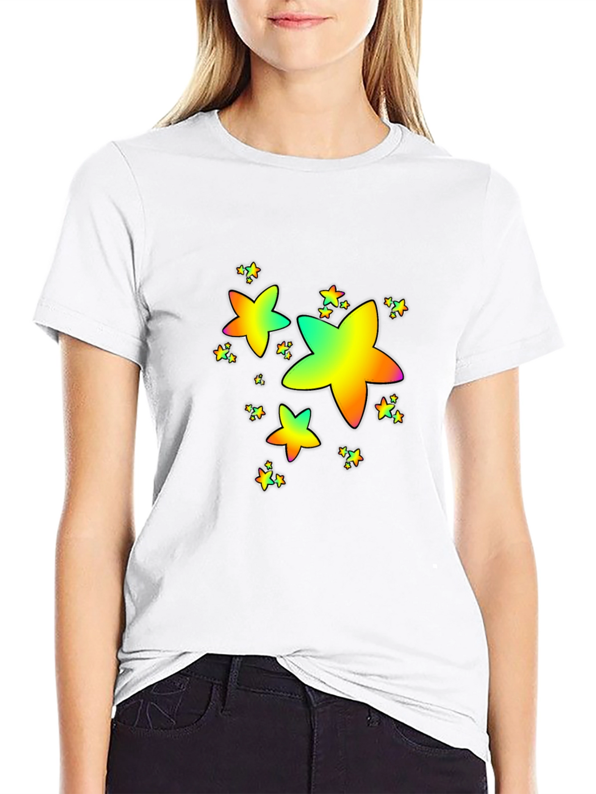Rainbow Star Graphic Print T-Shirt