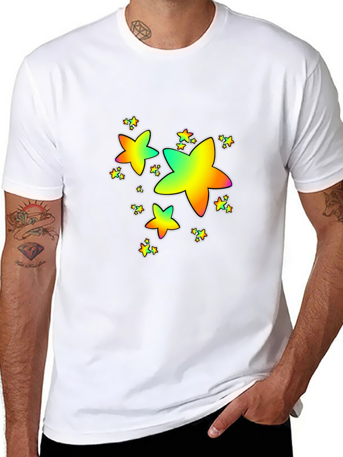 Rainbow Star Graphic Print T-Shirt