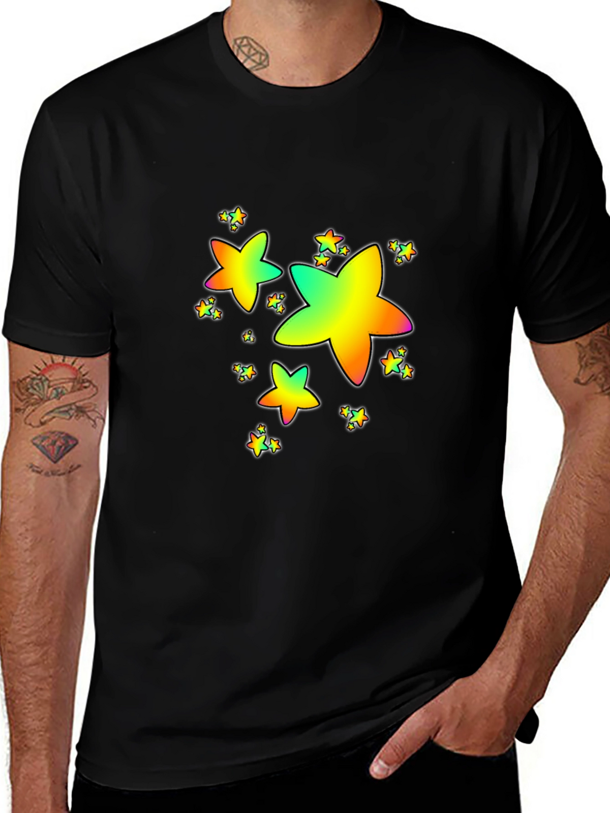 Rainbow Star Graphic Print T-Shirt