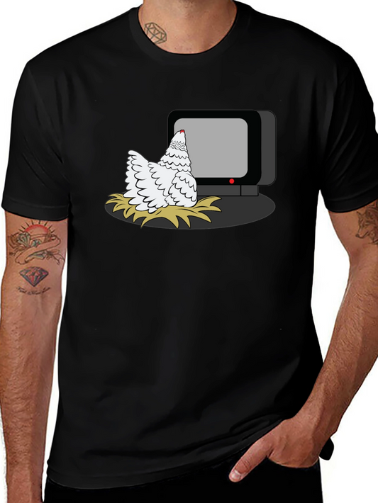 Chicken Watching TV Graphic T-Shirt