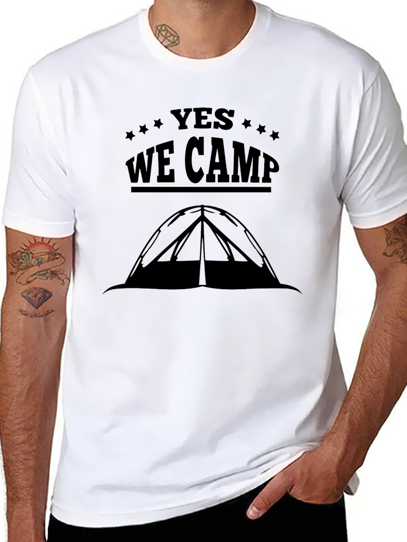 Yes We Camp Graphic Tee - Black Camping T-Shirt