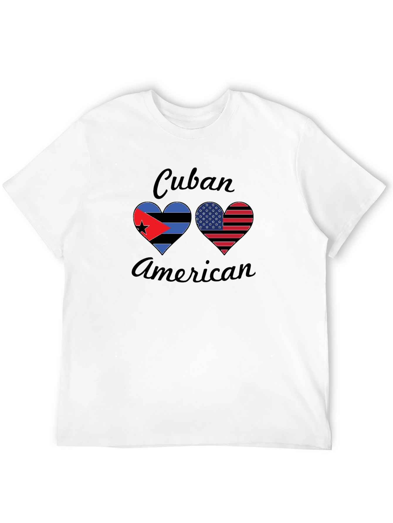 Cuban American Pride T-Shirt Dual Flag Heart Design