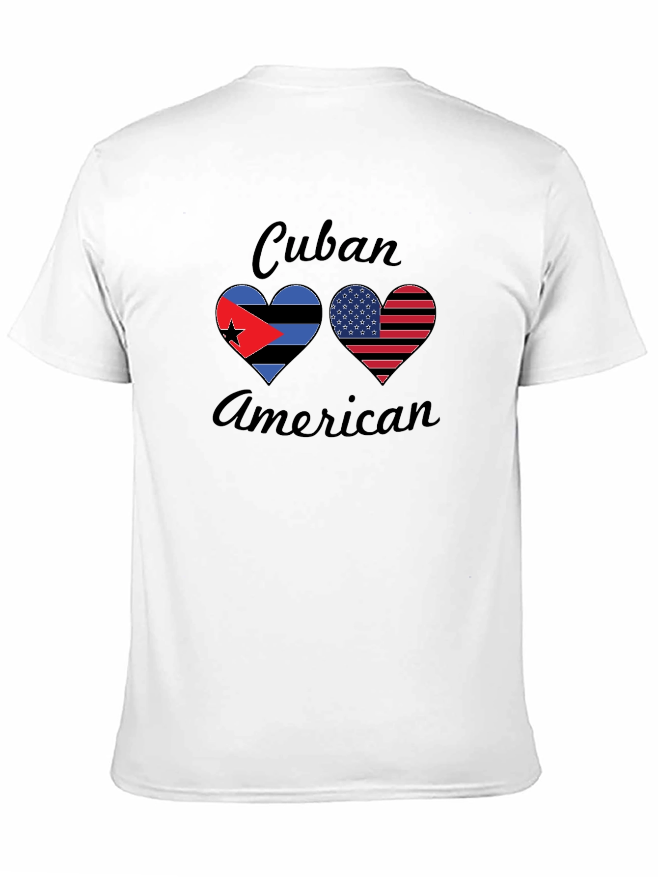 Cuban American Pride T-Shirt Dual Flag Heart Design