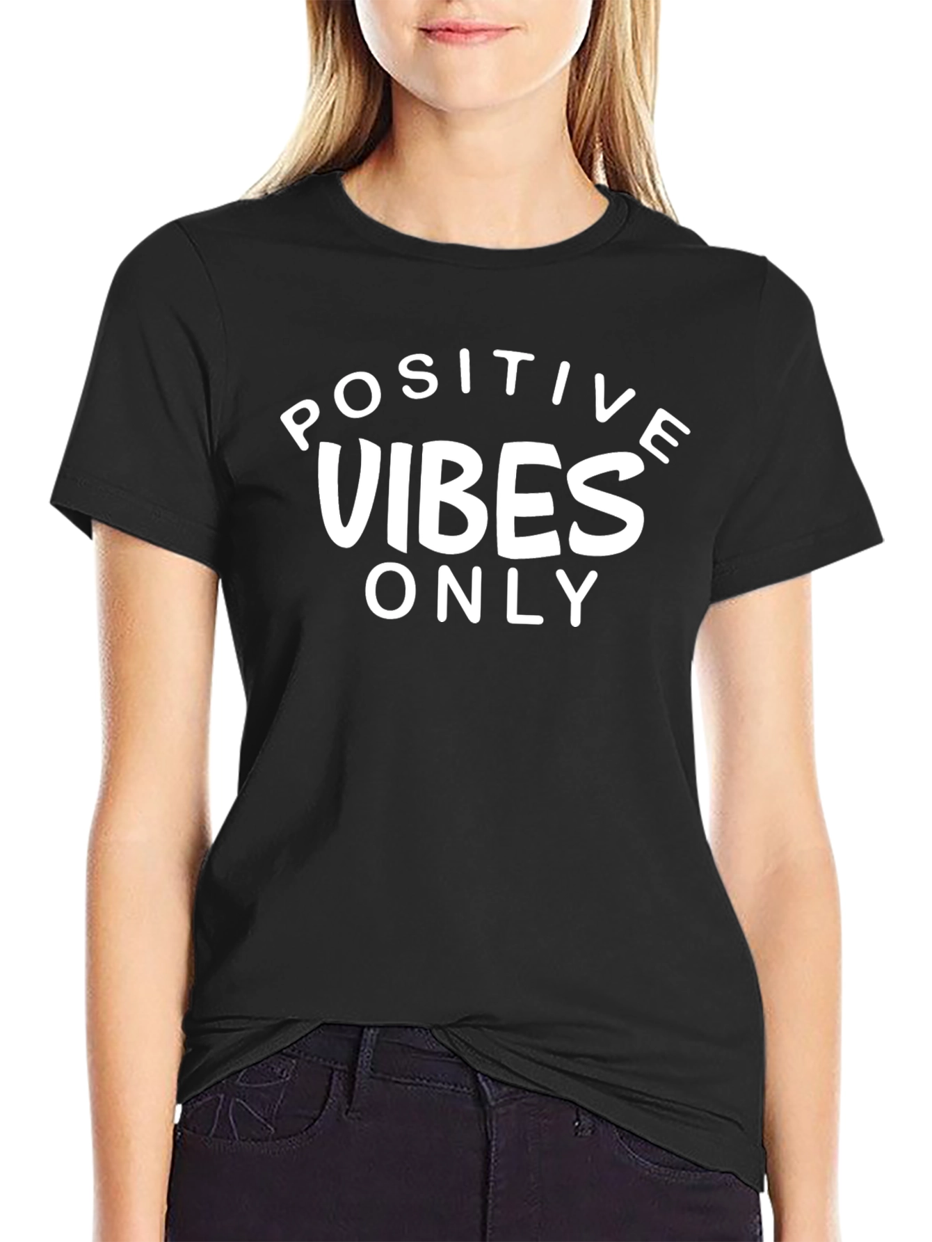 Positive Vibes Only Black Graphic T-Shirt