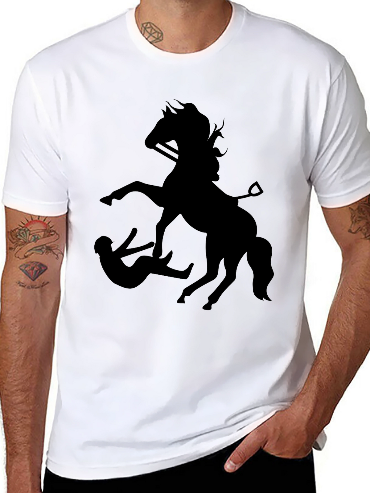 Black Graphic Tee - Horse & Rider