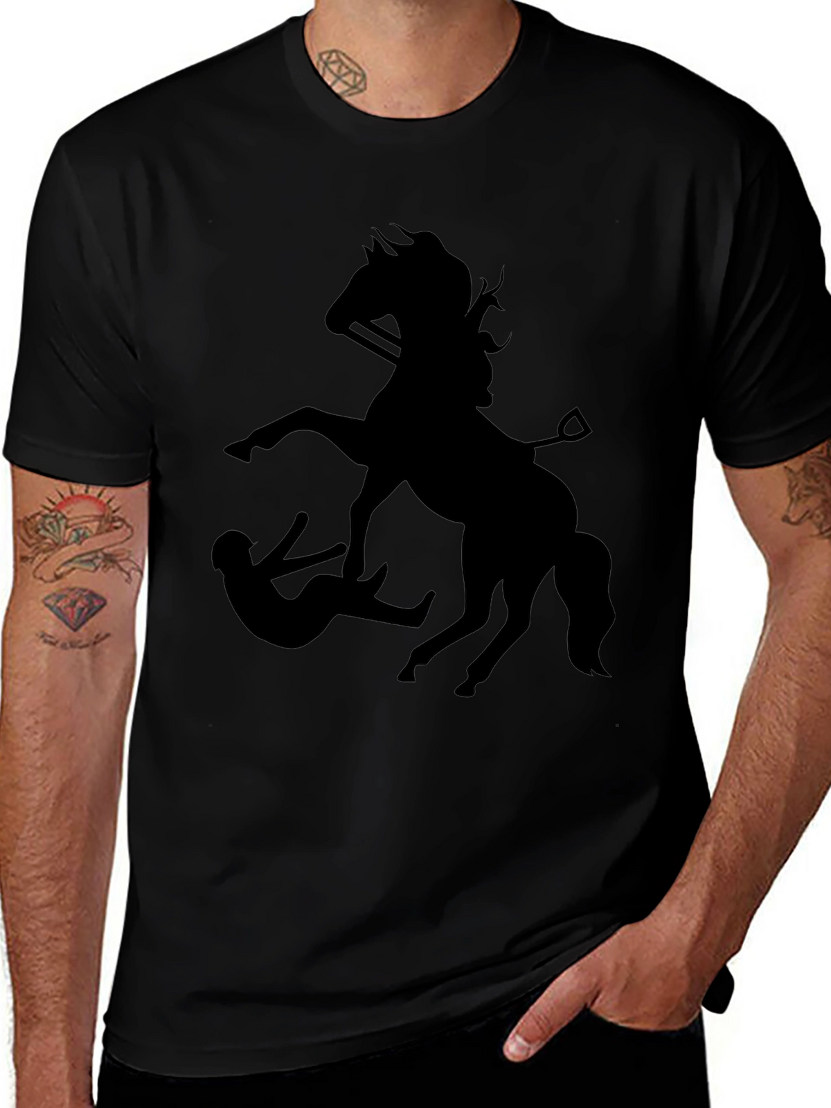 Black Graphic Tee - Horse & Rider