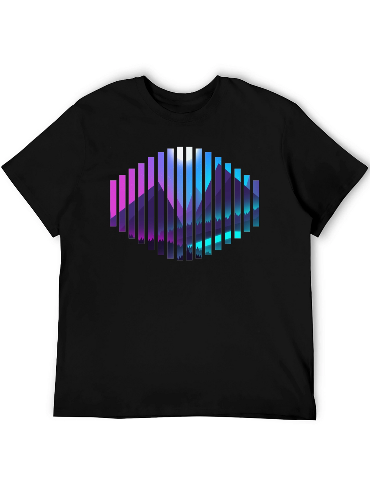 Geometric Mountainscape Graphic Tee - Black
