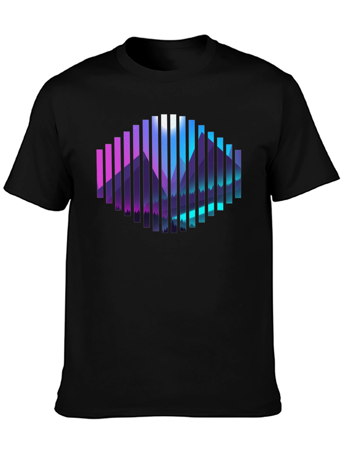 Geometric Mountainscape Graphic Tee - Black