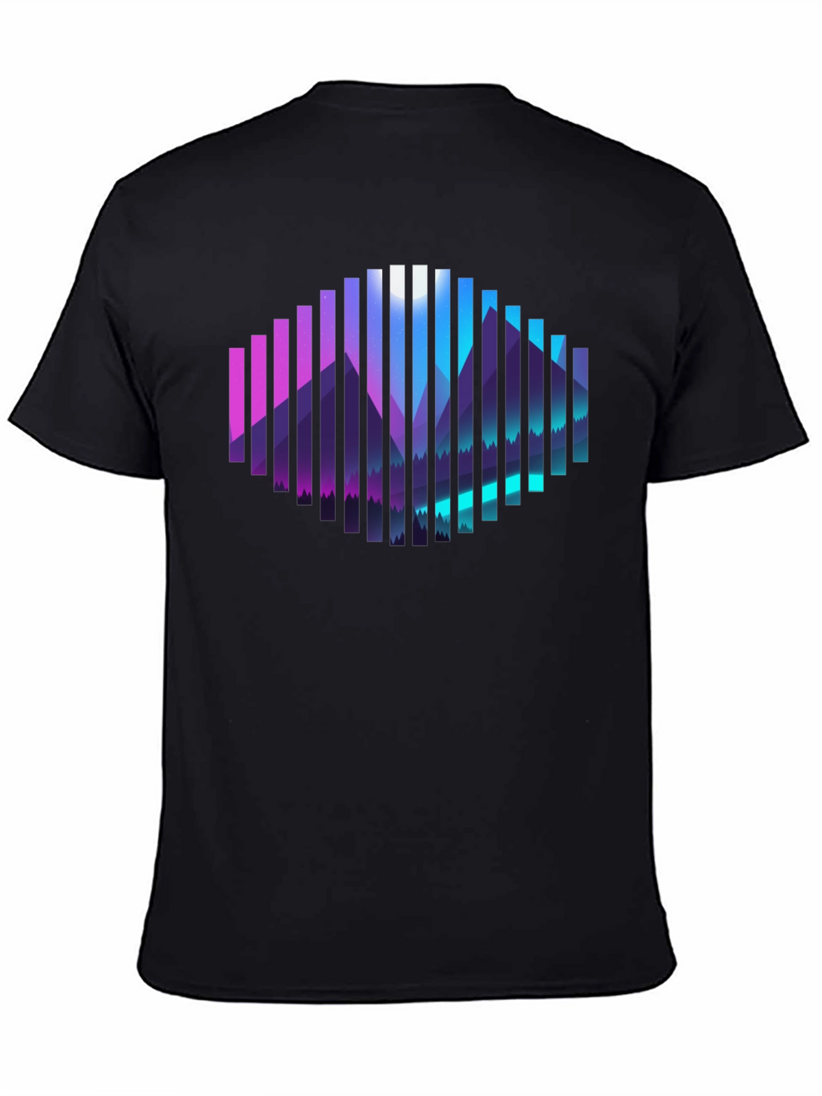 Geometric Mountainscape Graphic Tee - Black