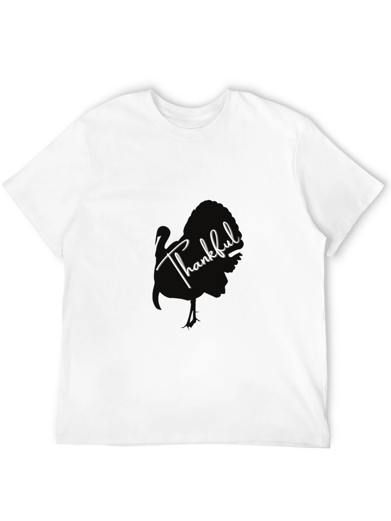 Thankful Turkey Graphic Tee - Black Cotton T-Shirt