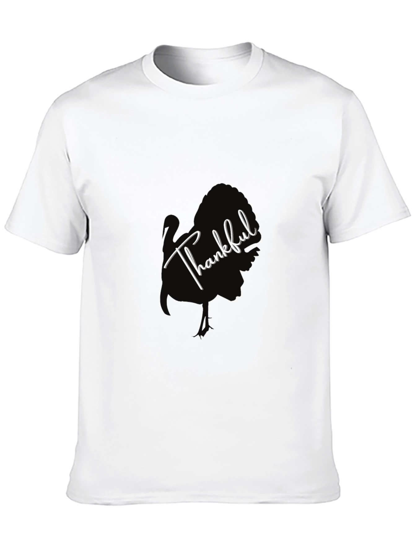 Thankful Turkey Graphic Tee - Black Cotton T-Shirt