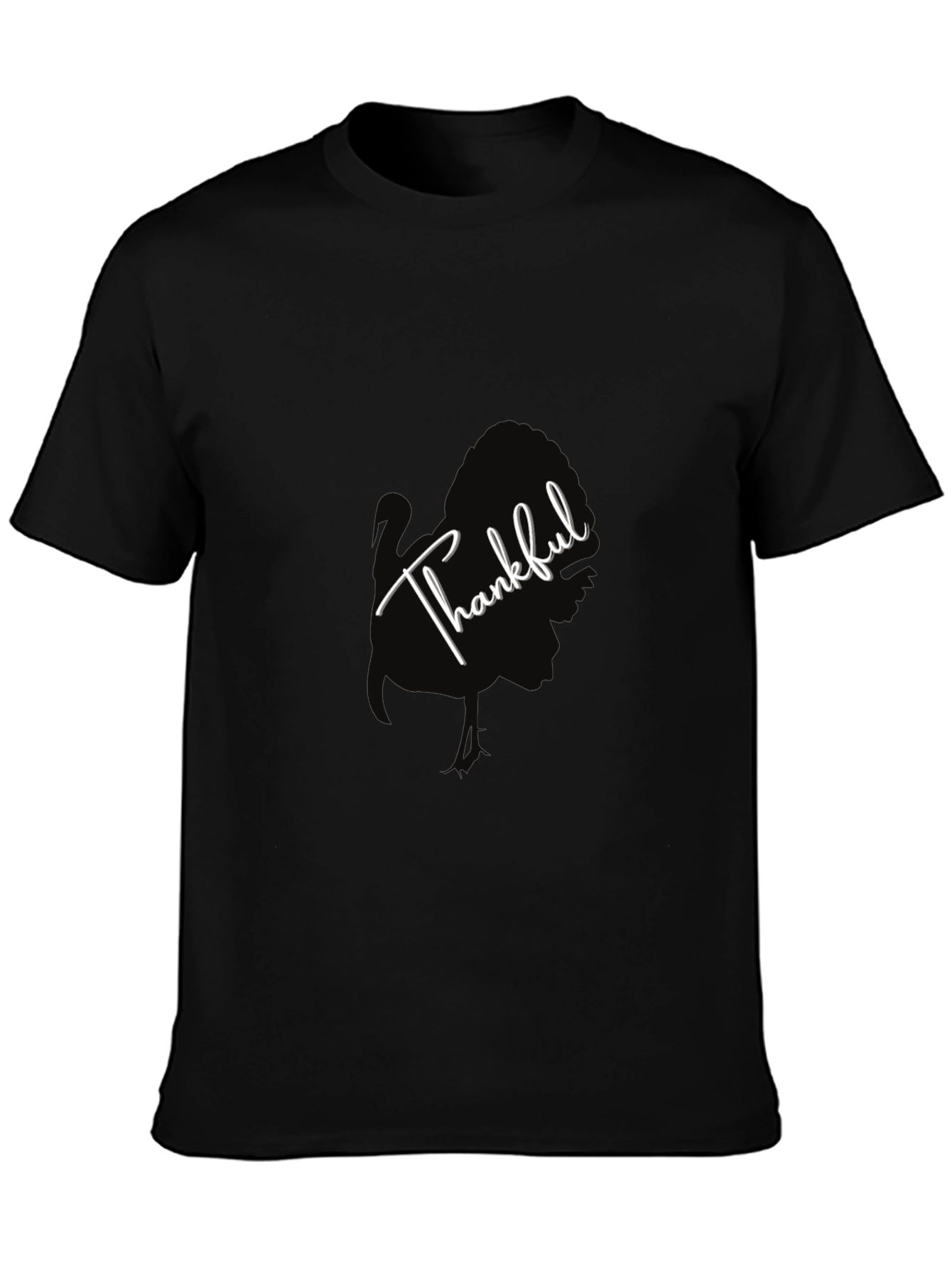 Thankful Turkey Graphic Tee - Black Cotton T-Shirt
