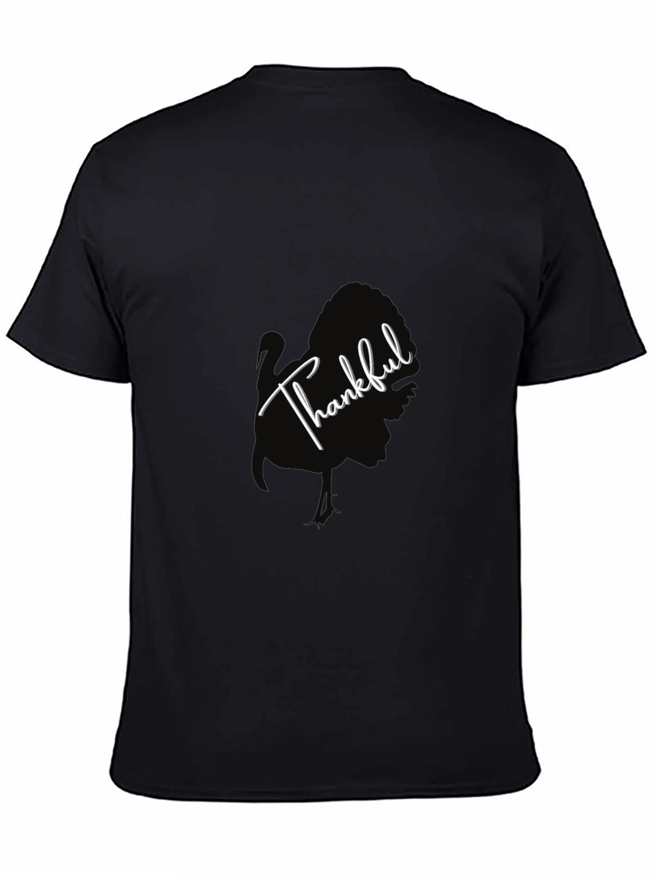 Thankful Turkey Graphic Tee - Black Cotton T-Shirt