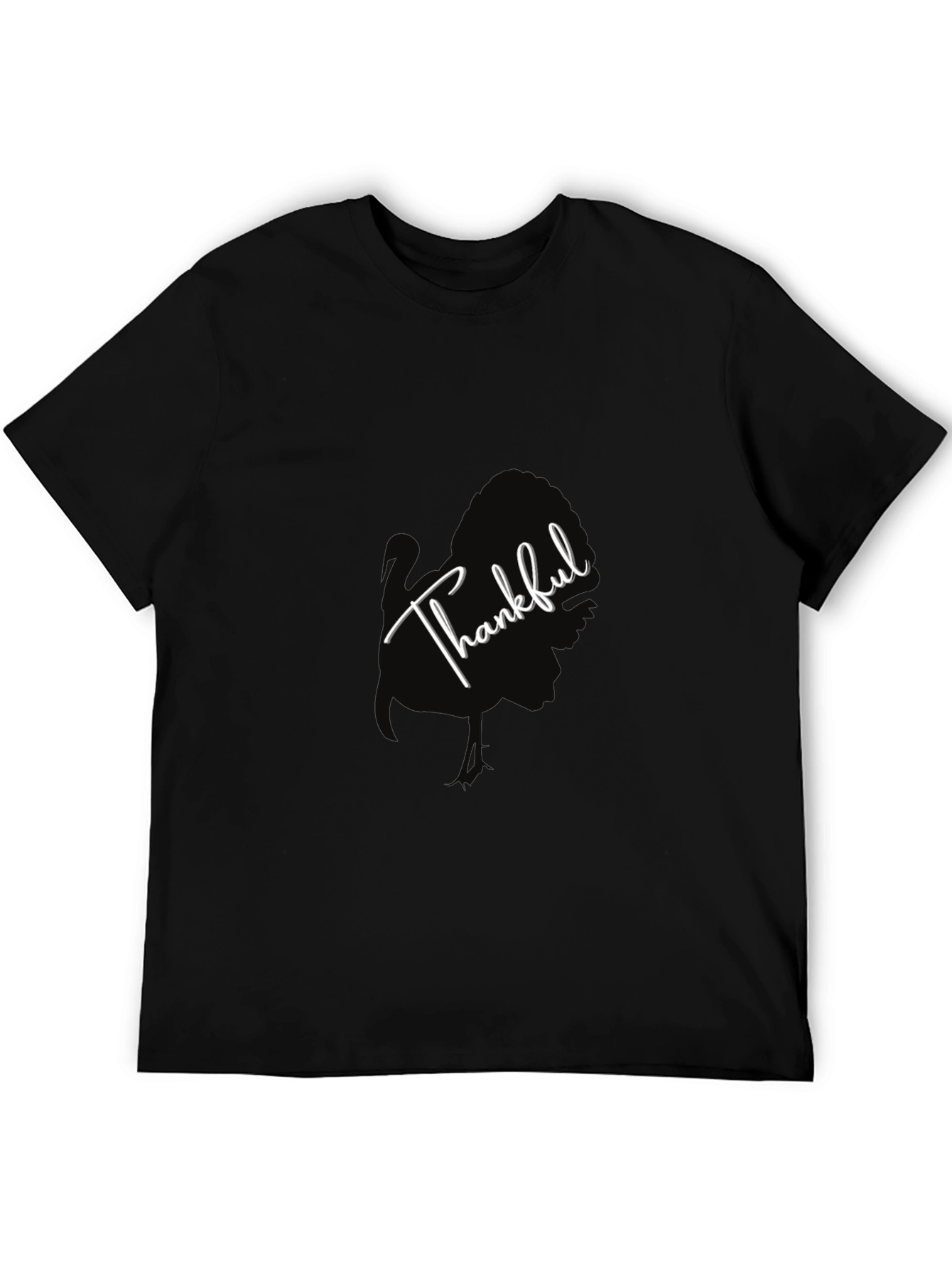 Thankful Turkey Graphic Tee - Black Cotton T-Shirt
