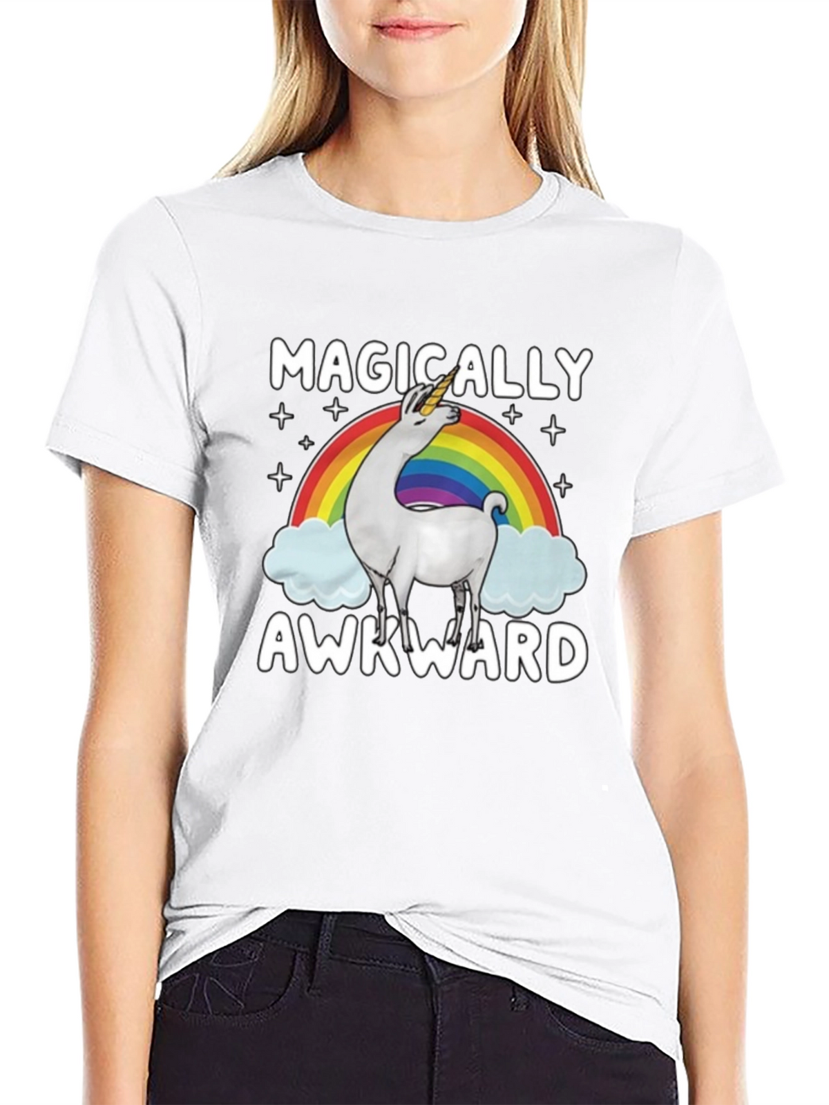 Magically Awkward Unicorn Llama Graphic Tee