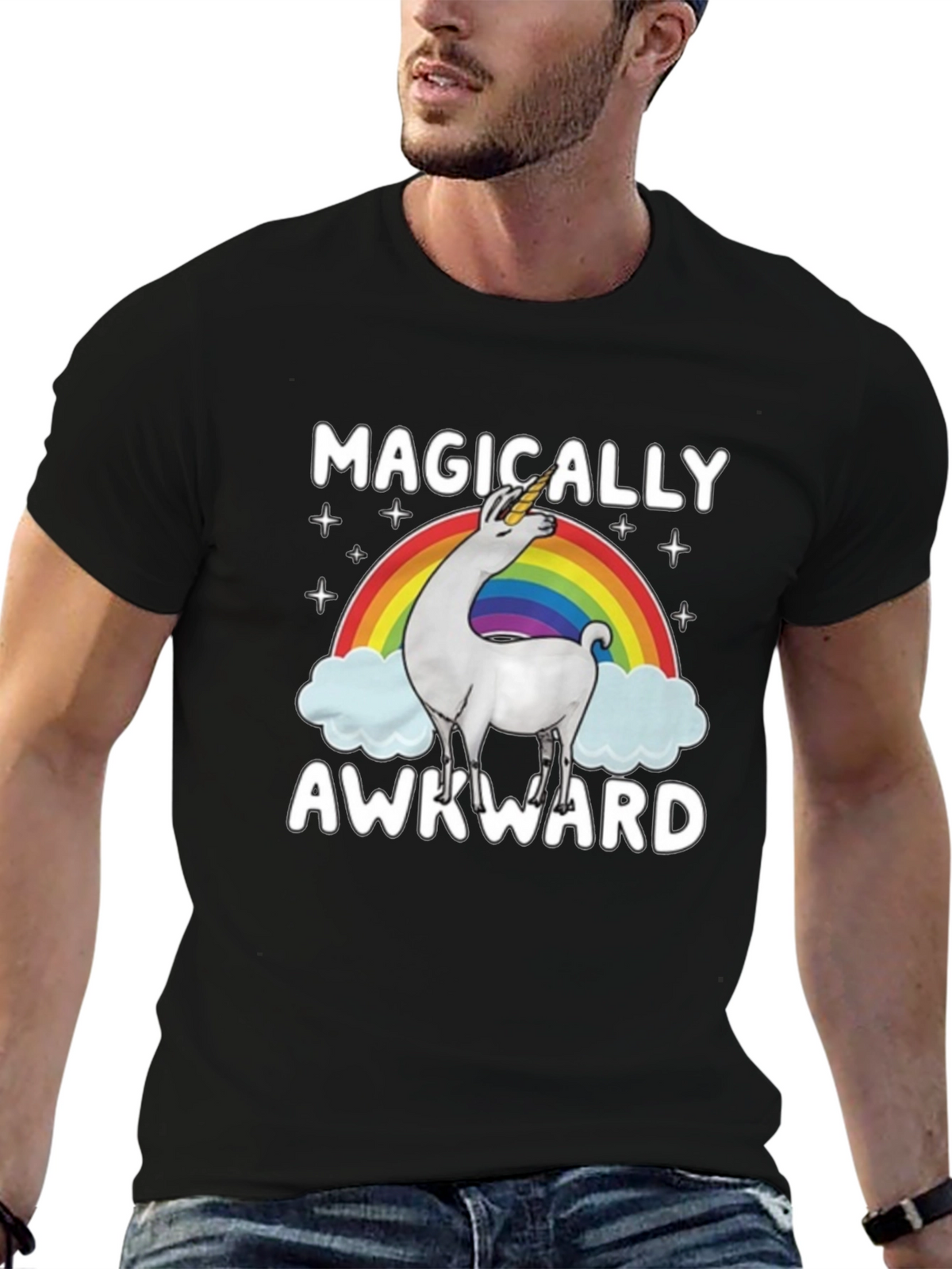 Magically Awkward Unicorn Llama Graphic Tee